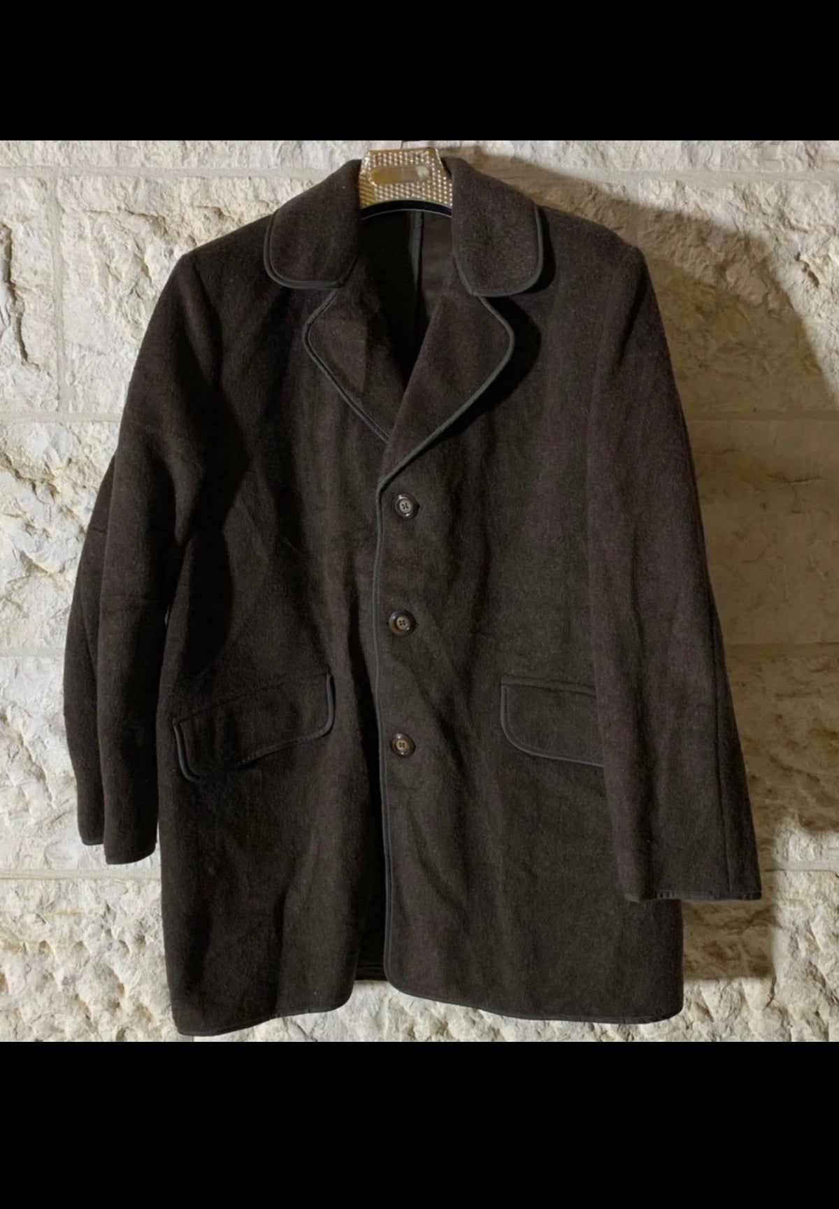 Vintage Wool blended classic brown unique over coat 44R L