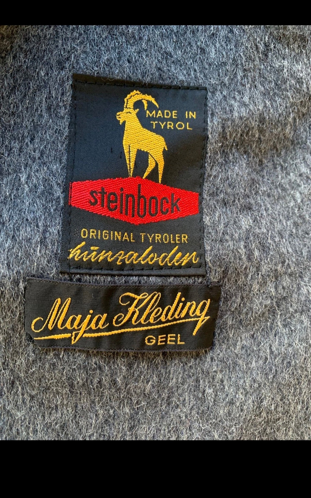 Vintage Steinbock Tiroler Loden pure wool belted db pea over coat 40R 40L