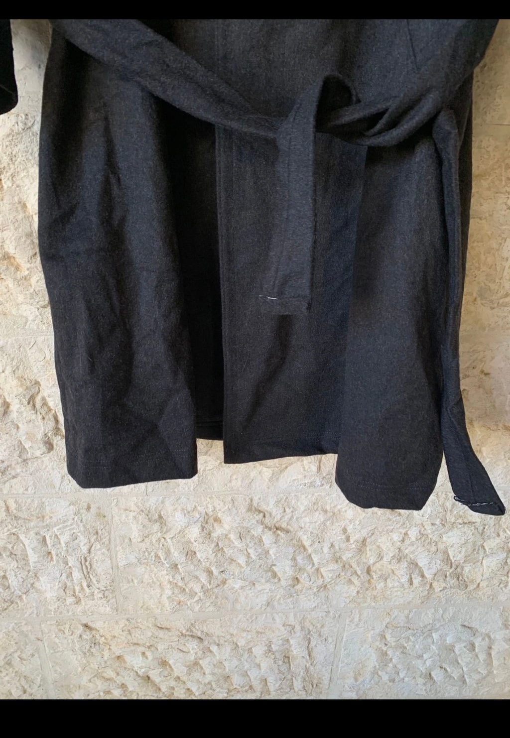 Vintage Alpen Loden pure Wool charcoal belted raglan classic over coat 48R XL