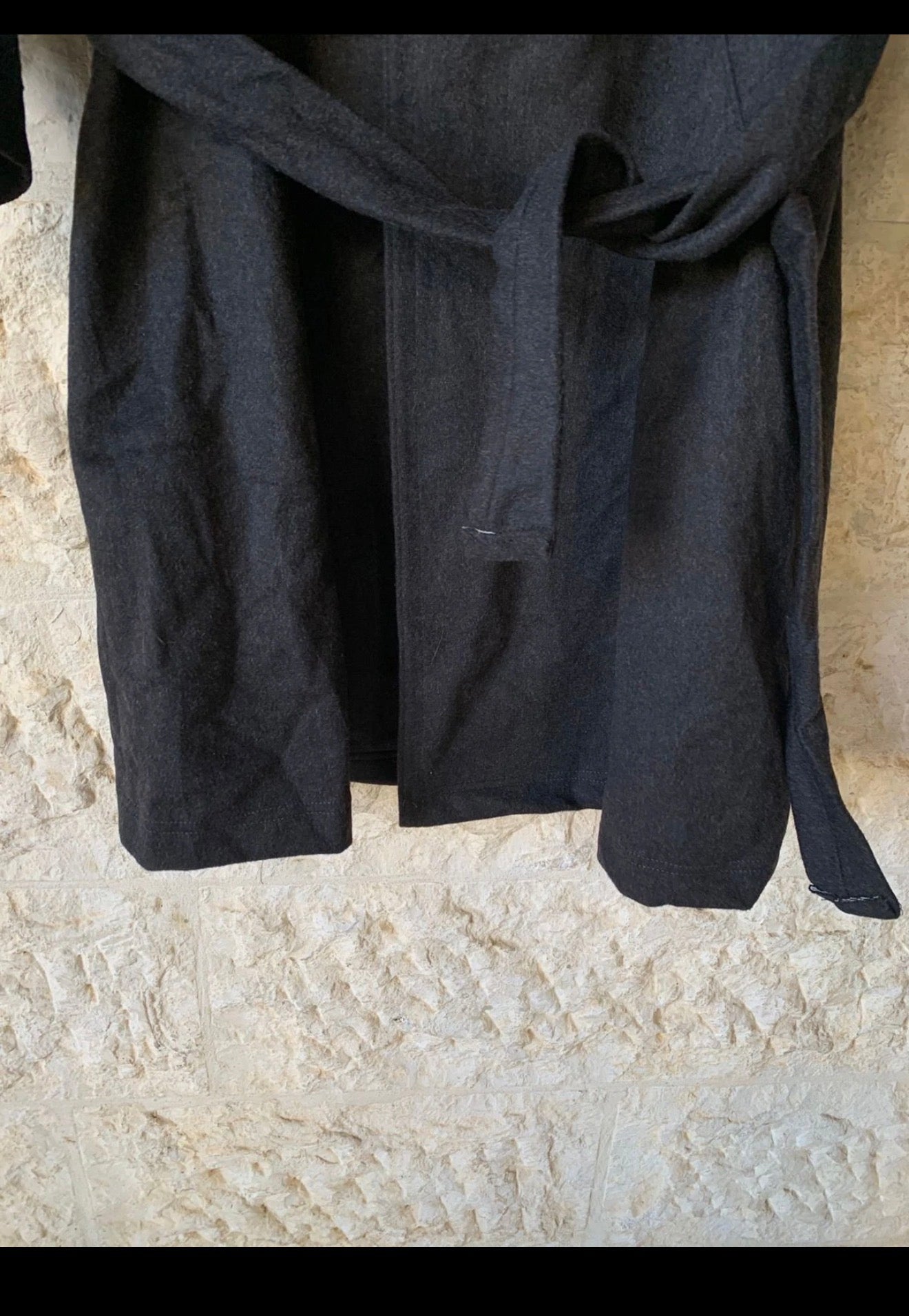 Vintage Alpen Loden pure Wool charcoal belted raglan classic over coat 48R XL