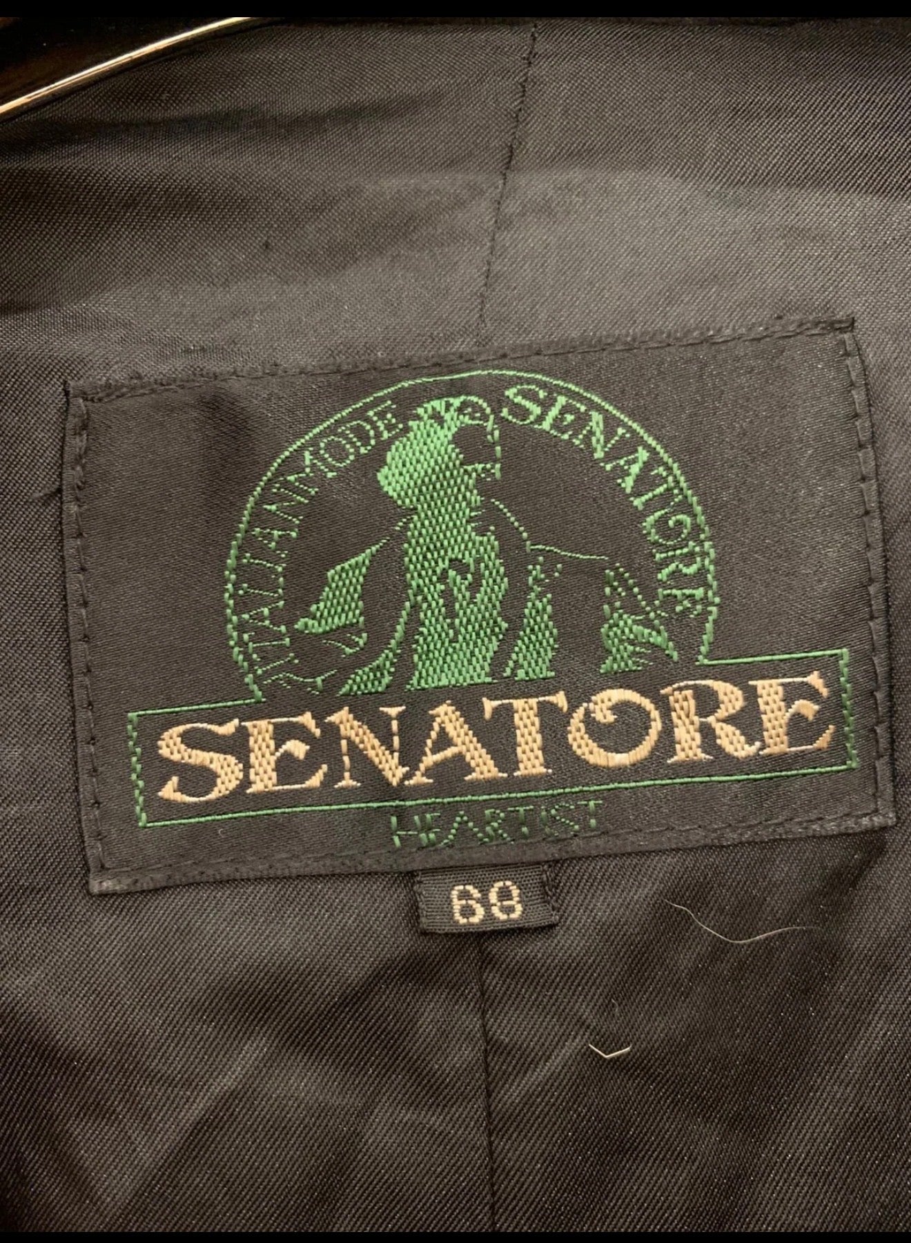 Vintage woollen wool double breasted gangster black classic over coat 46R 46S XL