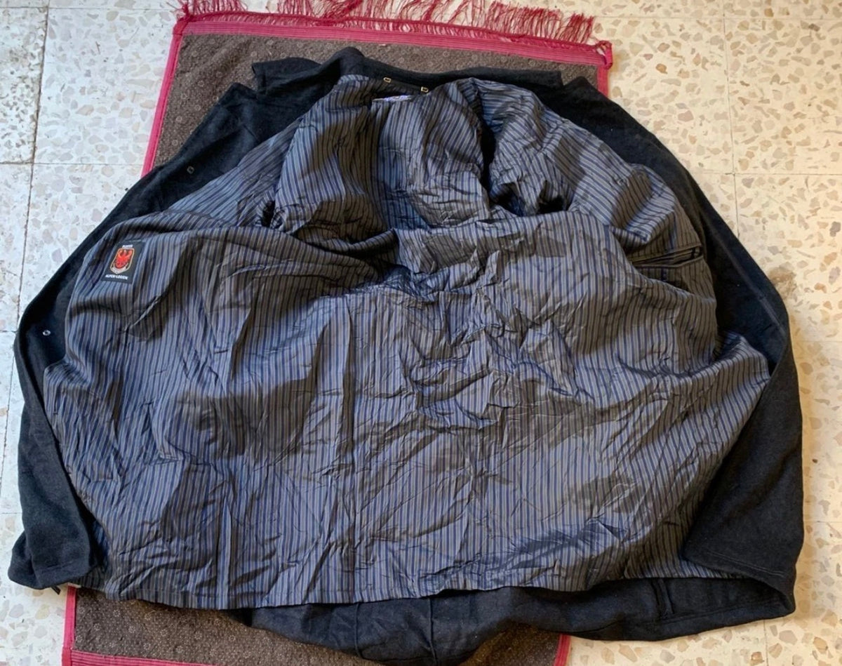 Vintage Alpen Loden pure Wool charcoal belted raglan classic over coat 48R XL