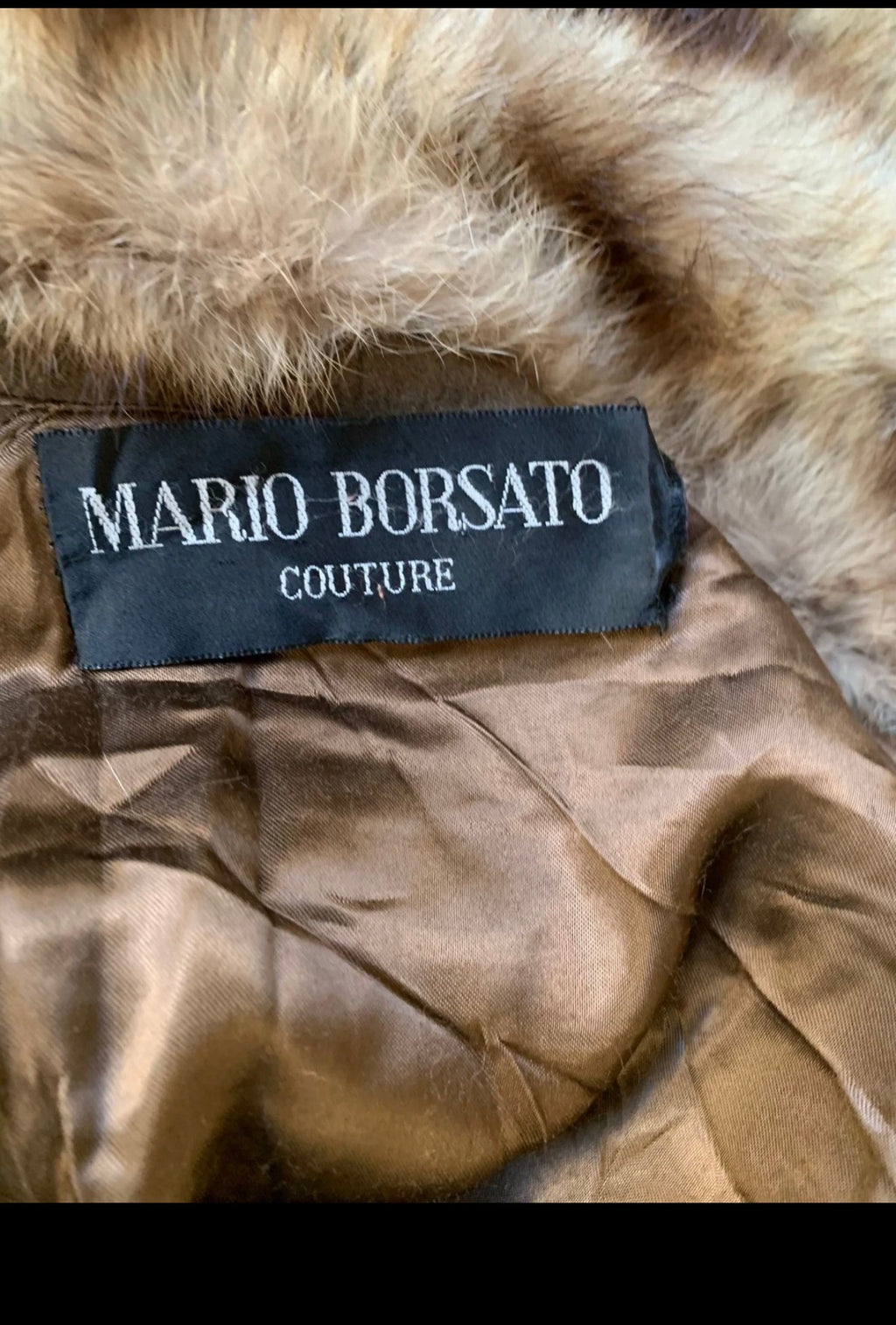 vintage Mario Borsato Racoon fur collar wool cashmere green over coat 48R 48S XL