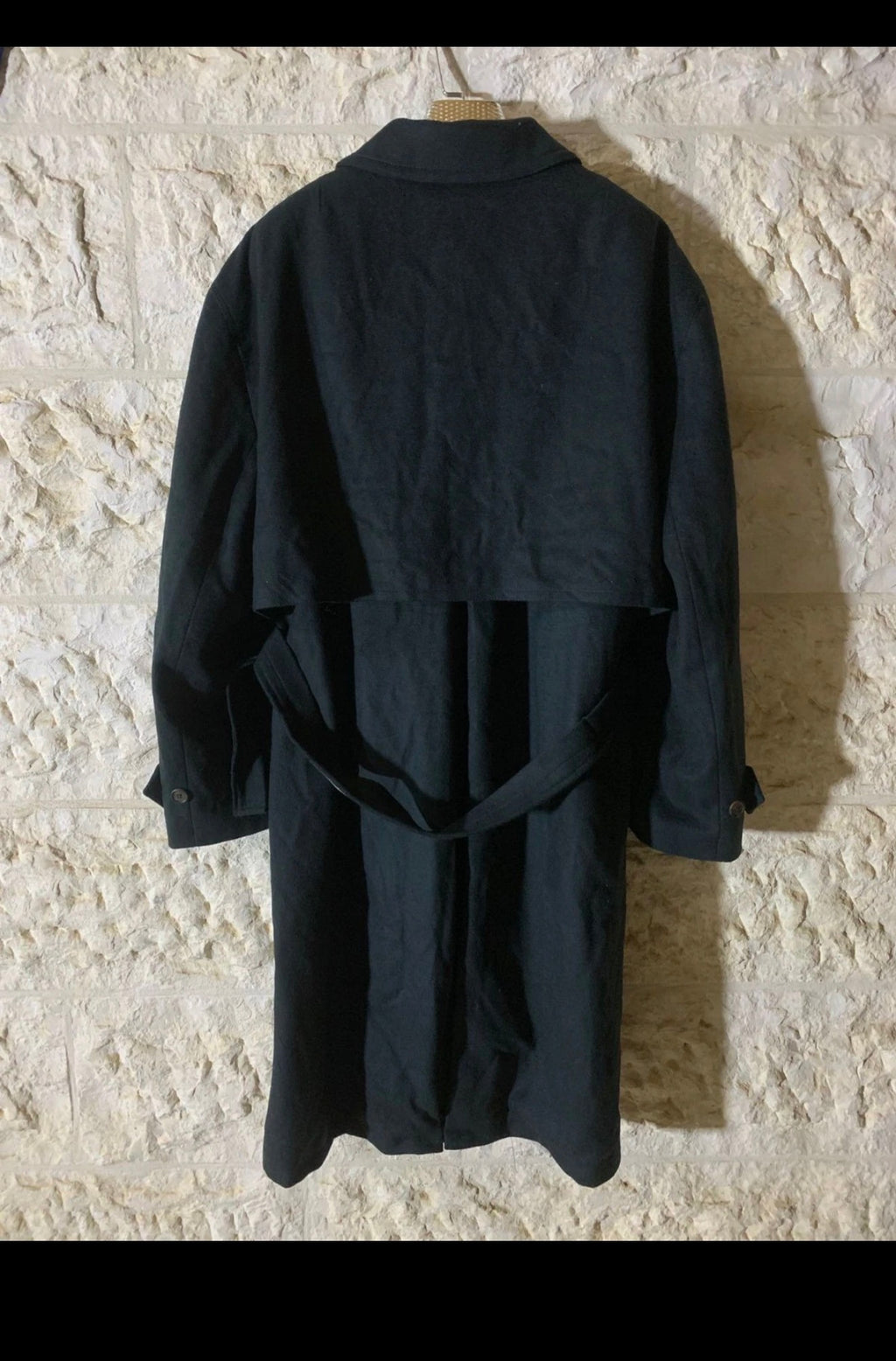 Vintage pure wool classic green belted long over coat 48R XL