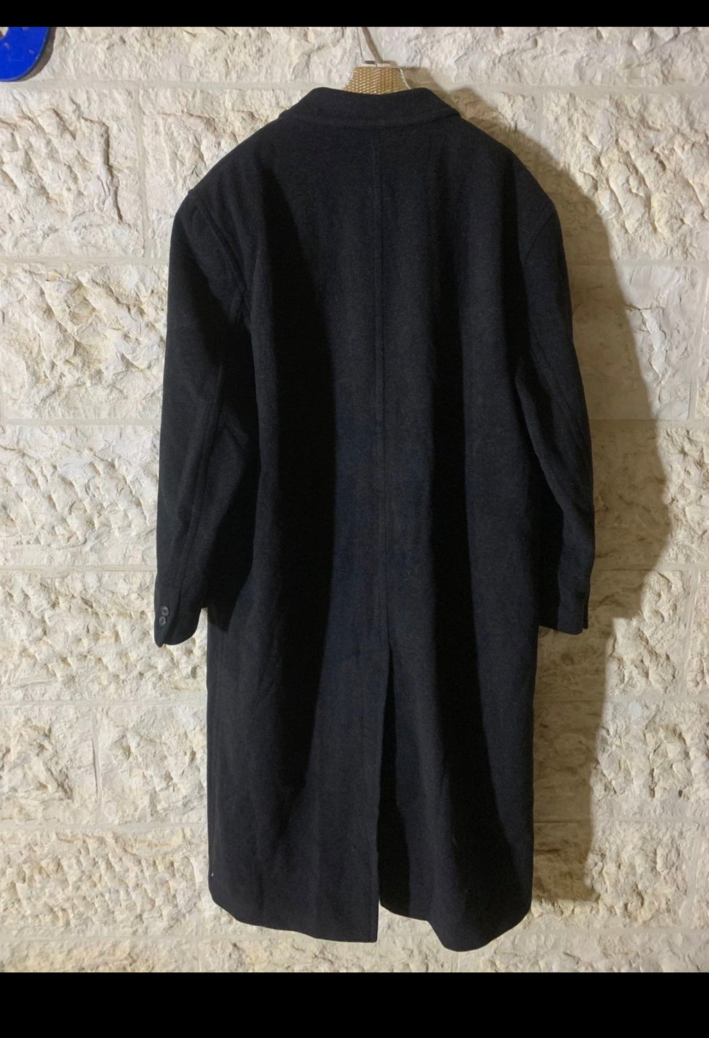 Vintage Wool Cashmere blend double breasted gangster Charcoal overcoat 50L 2XL