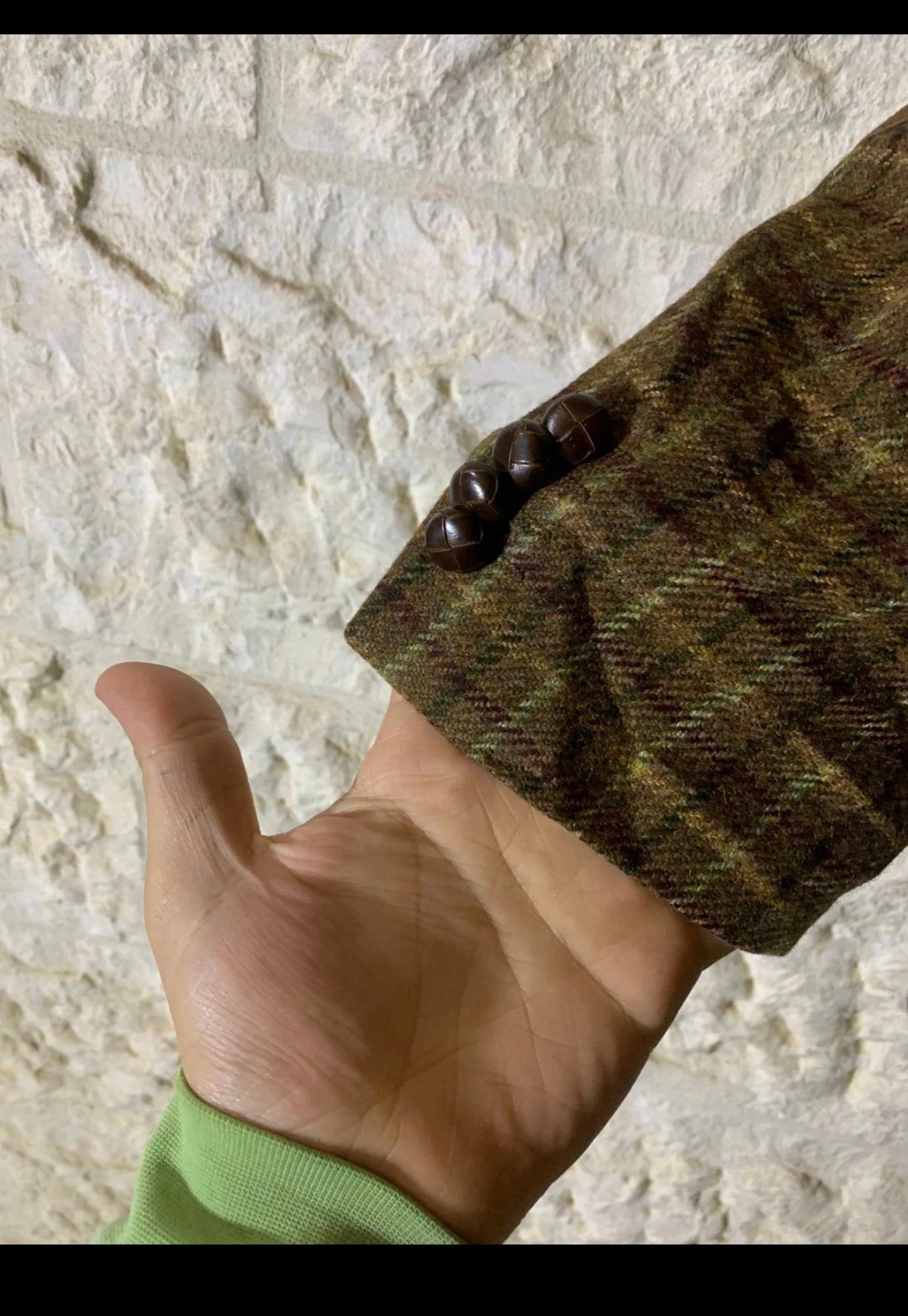 Vintage Kaiser Design Windowpane wool cashmere hunting jacket blazer 42R