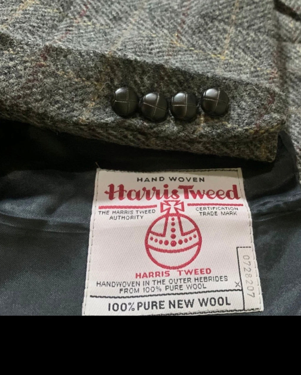 Vintage Harris Tweed handwoven pure wool Windowpane hunting jacket blazer 46R XL