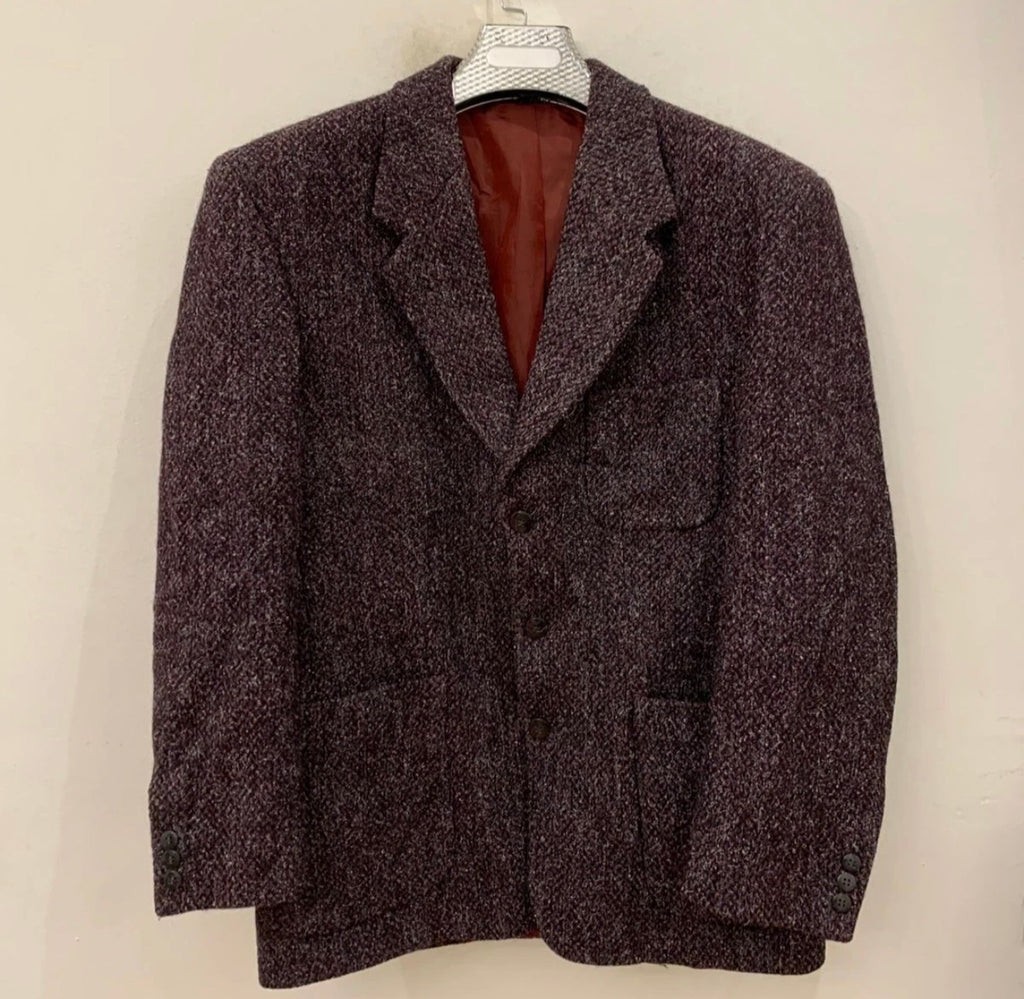 Vintage Classic Wool Cotton blend 3 button herringbone sport coat blazer 42R