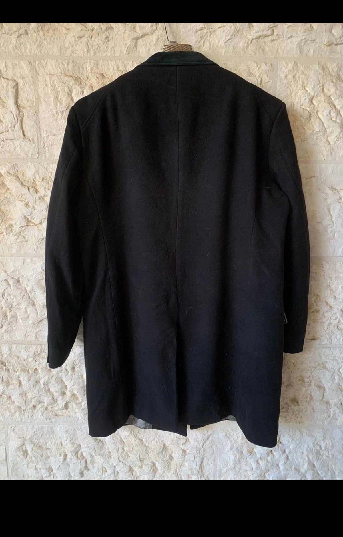 Vintage Ben Sherman pure wool velvet collar classic black over coat 46R 46L XL