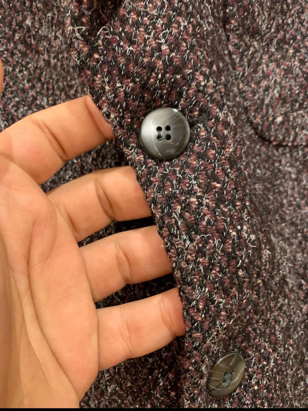Vintage Classic Wool Cotton blend 3 button herringbone sport coat blazer 42R