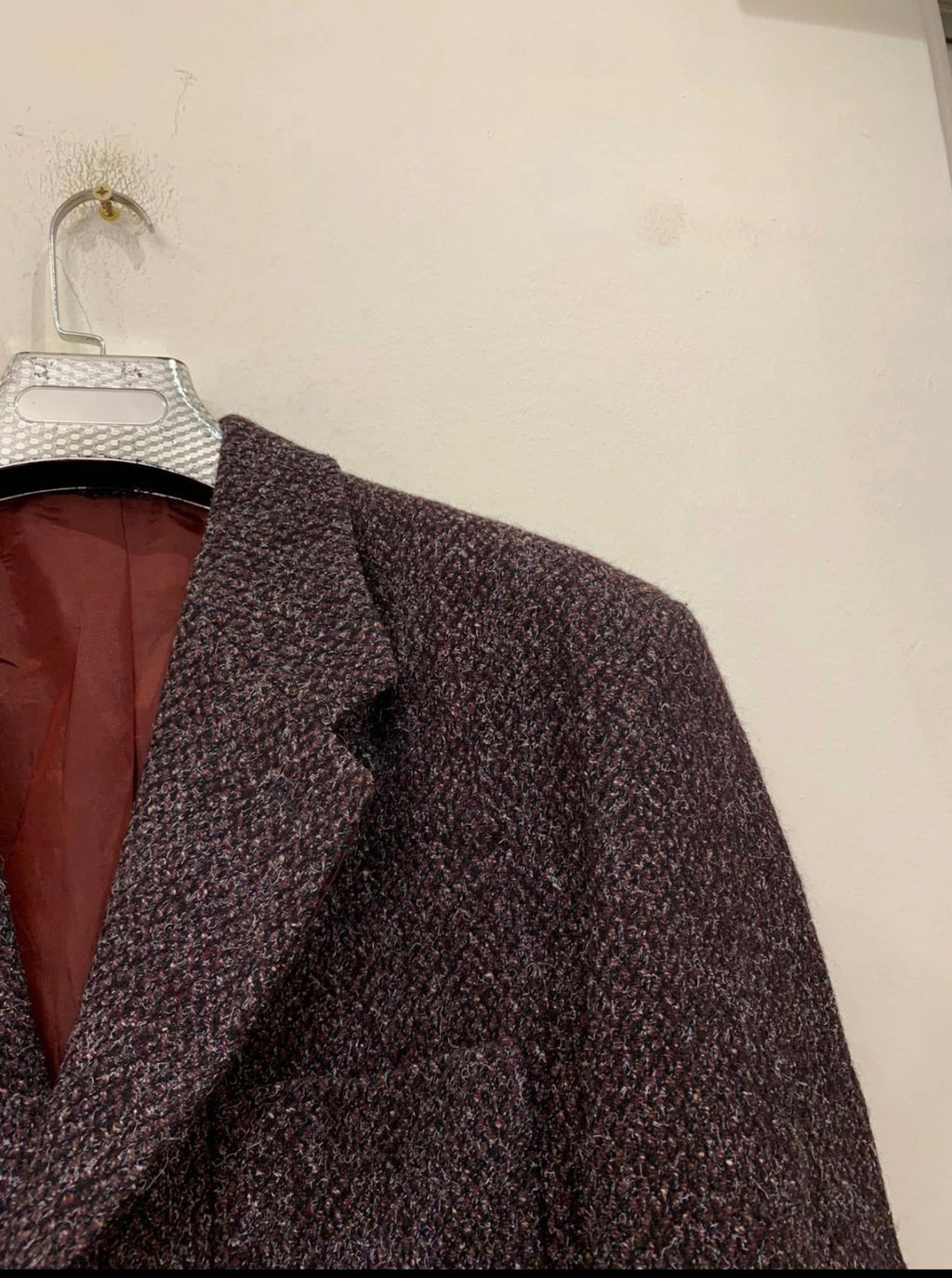 Vintage Classic Wool Cotton blend 3 button herringbone sport coat blazer 42R