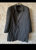 Vintage pure wool handwoven tweed herringbone charcoal classic over coat 44R