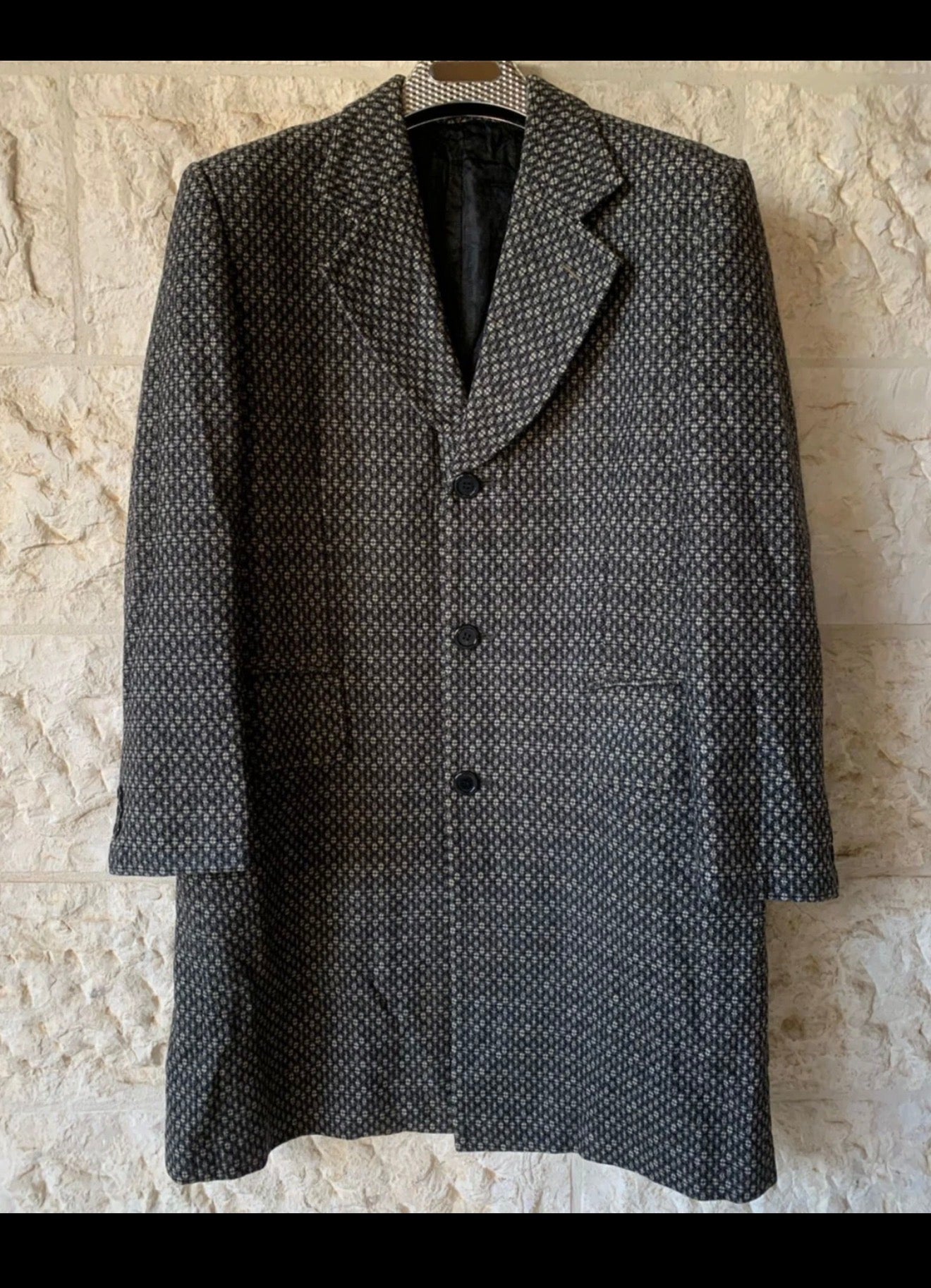 1970s Vintage Korean pure wool classic camouflage gray over coat 42R