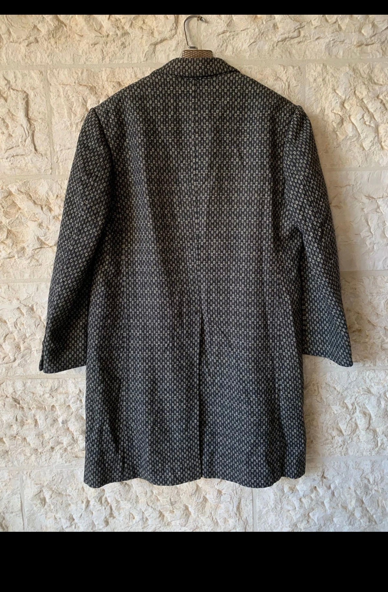 1970s Vintage Korean pure wool classic camouflage gray over coat 42R