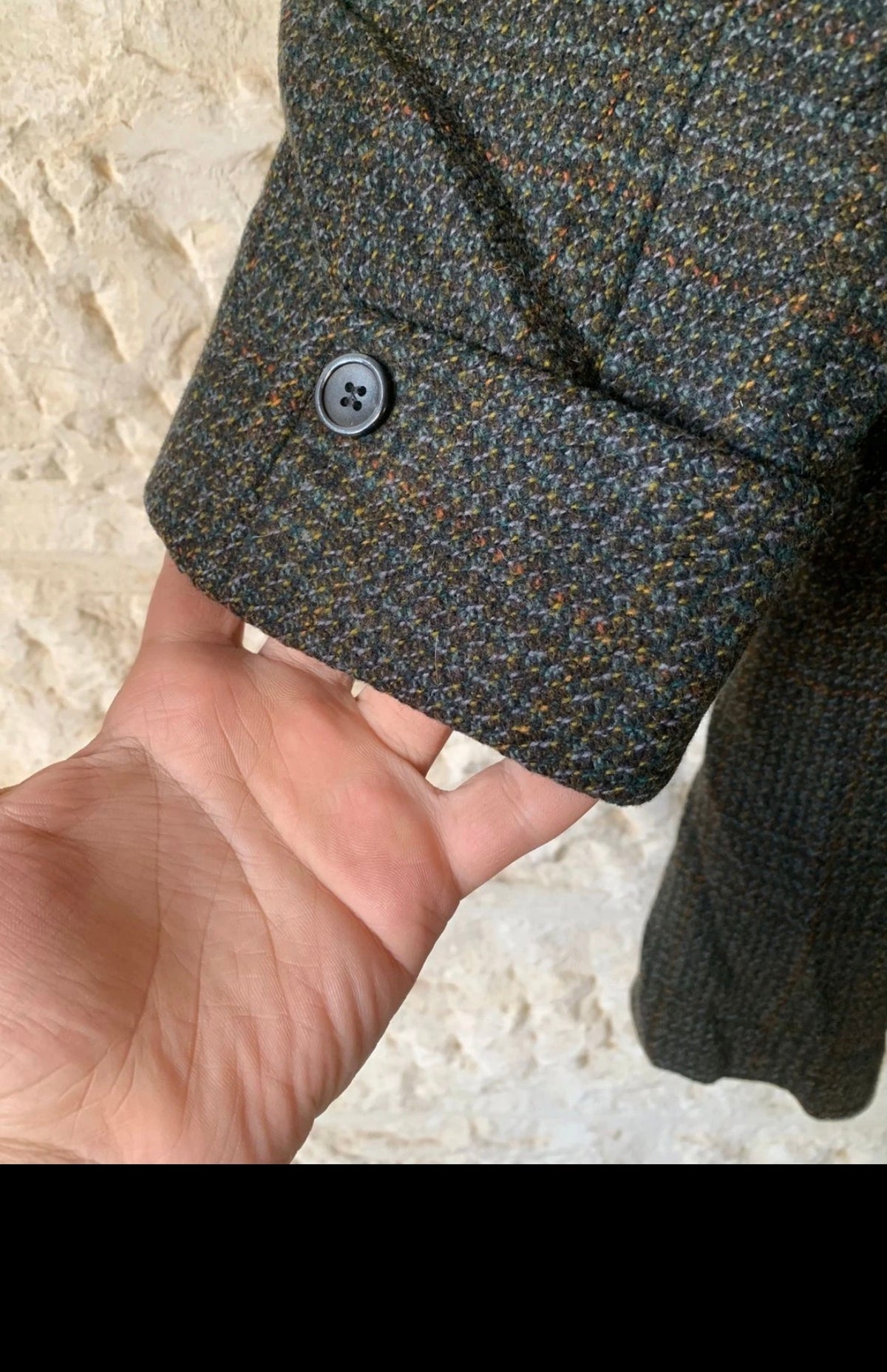 1970s Vintage Dunn & Co pure wool Tweed glen check classic green over coat 42R