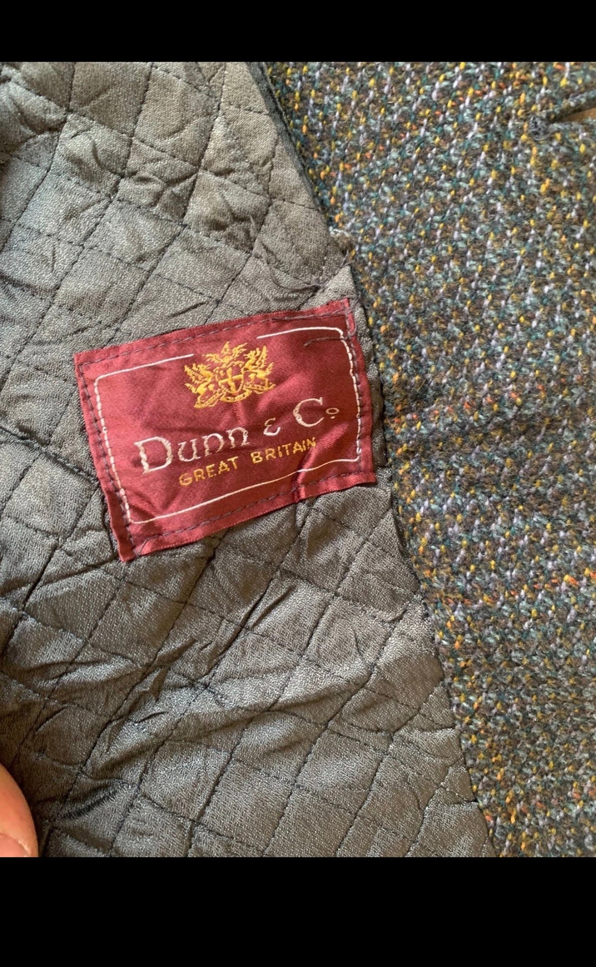 1970s Vintage Dunn & Co pure wool Tweed glen check classic green over coat 42R