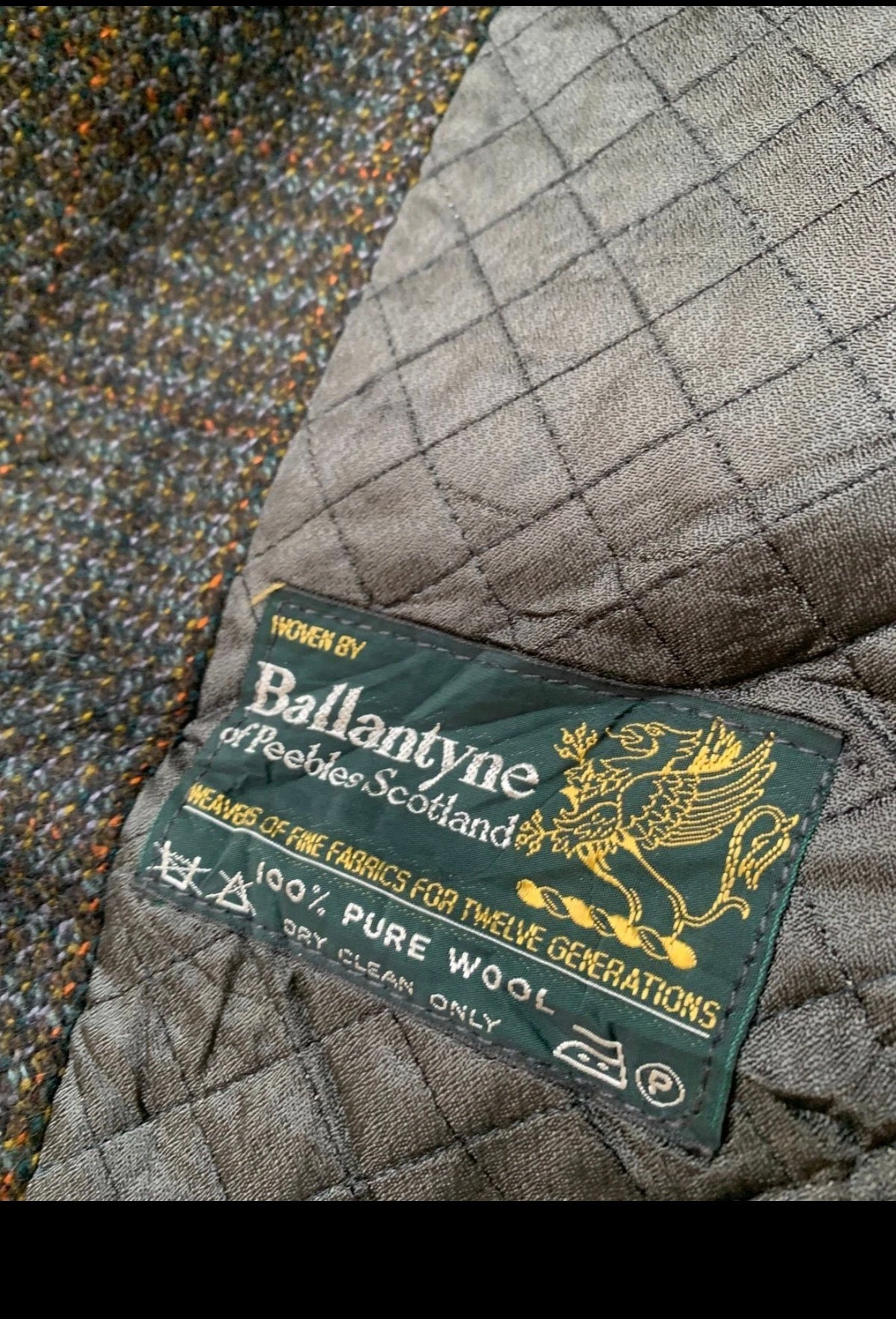 1970s Vintage Dunn & Co pure wool Tweed glen check classic green over coat 42R