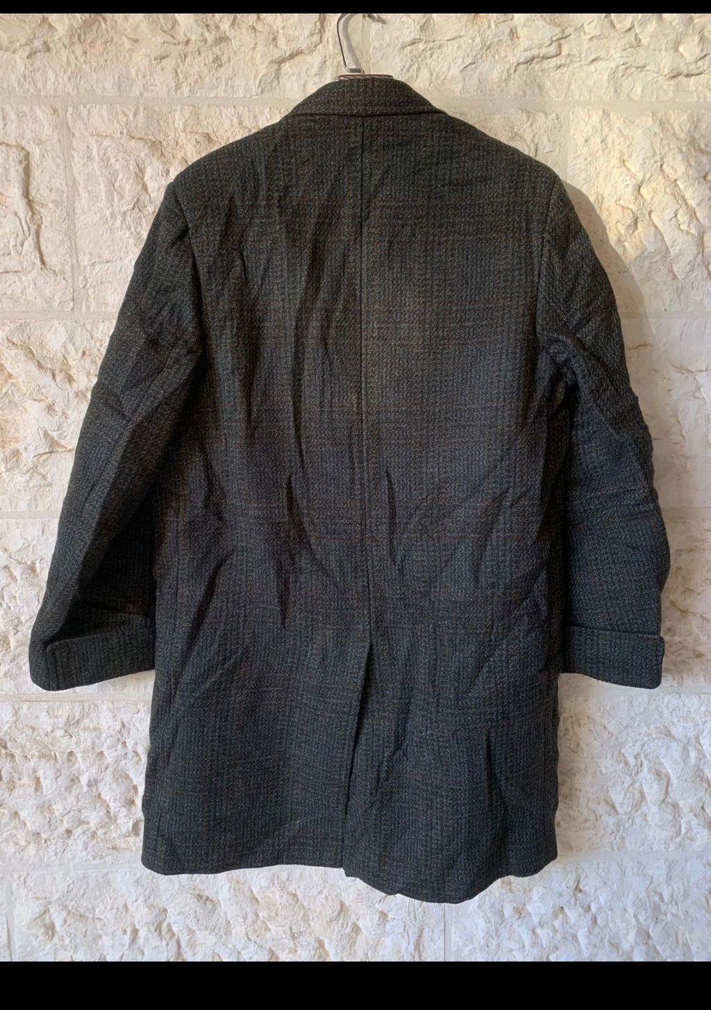 1970s Vintage Dunn & Co pure wool Tweed glen check classic green over coat 42R