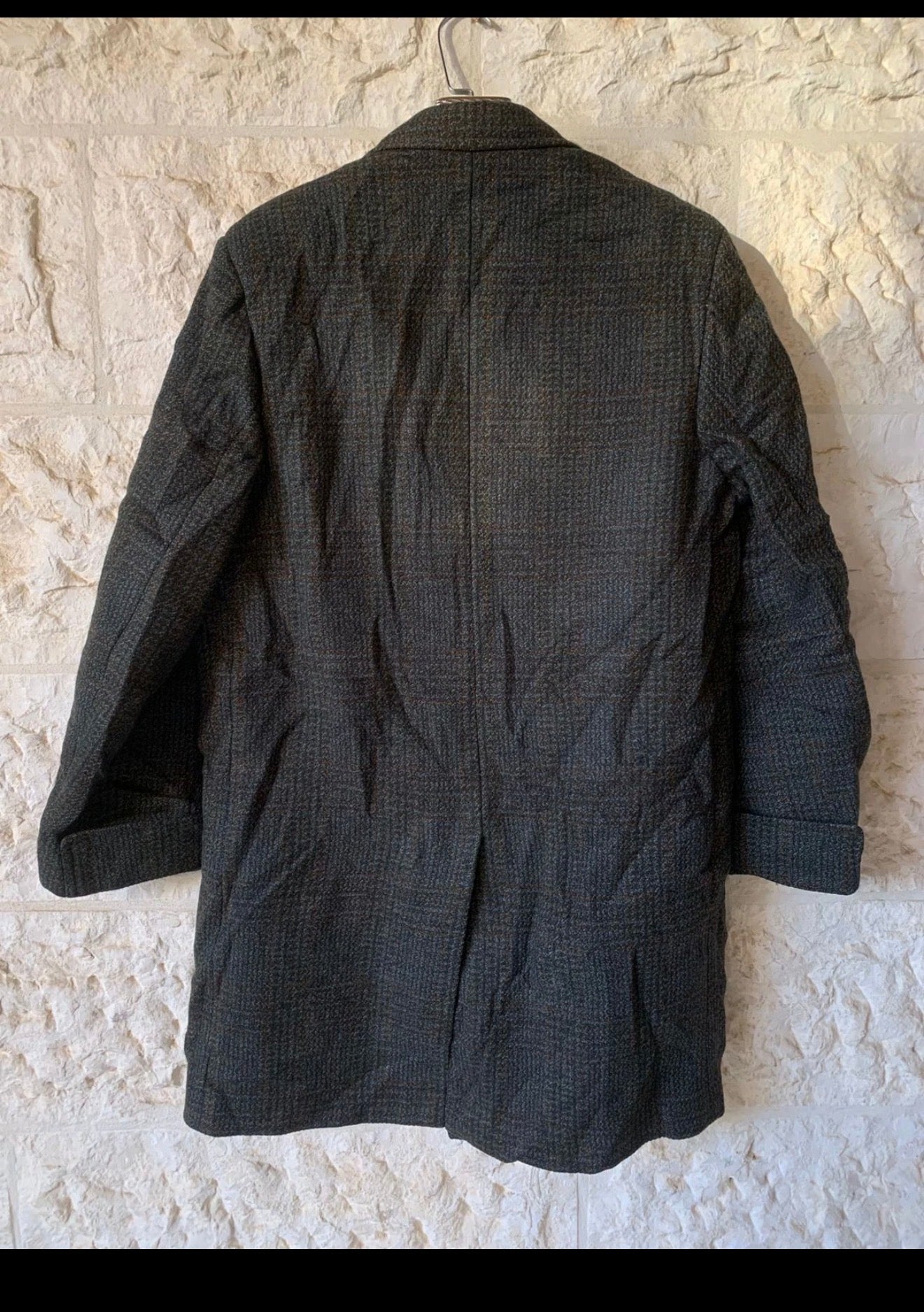 1970s Vintage Dunn & Co pure wool Tweed glen check classic green over coat 42R