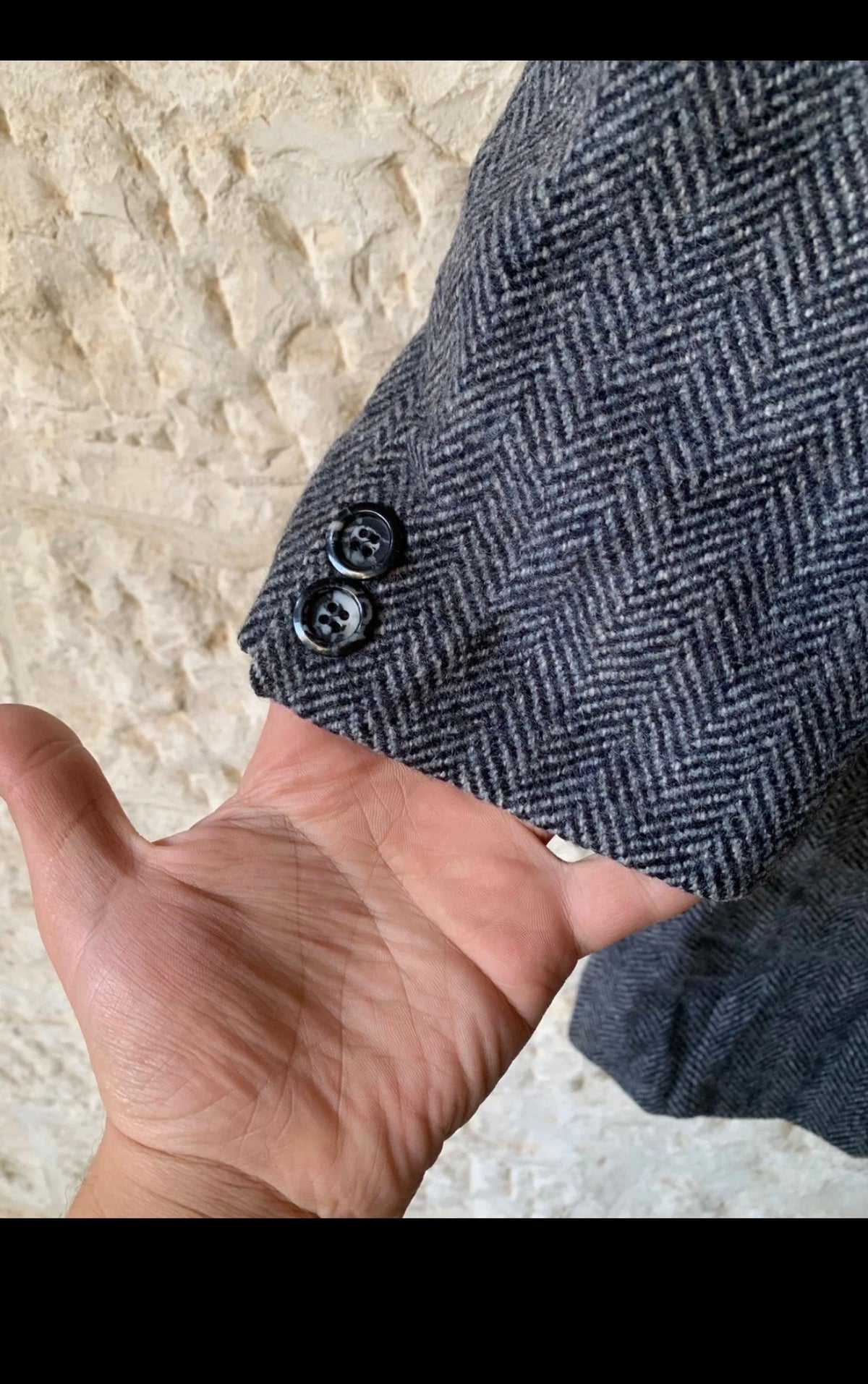 1970s Vintage pure wool handwoven tweed herringbone classic over coat 42R