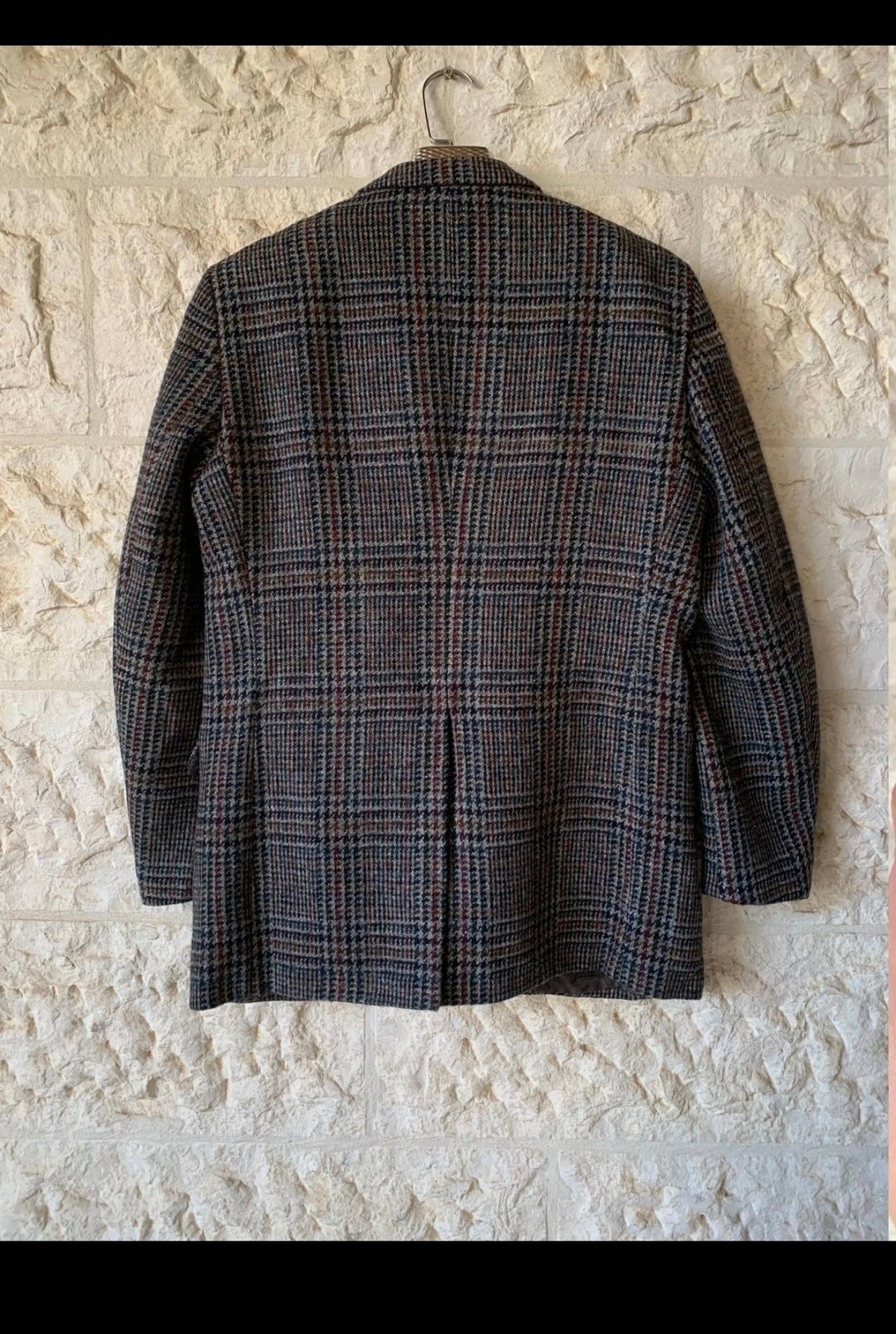 1970s vintage pure wool handwoven tweed classic glen check jacket blazer 40R