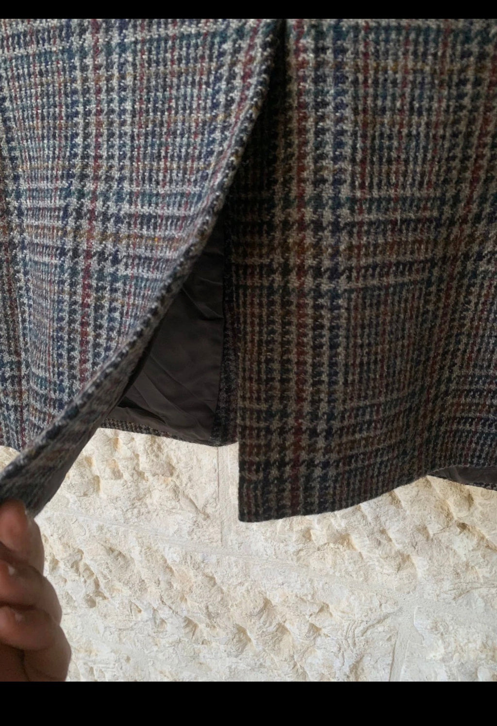 1970s vintage pure wool handwoven tweed classic glen check jacket blazer 40R