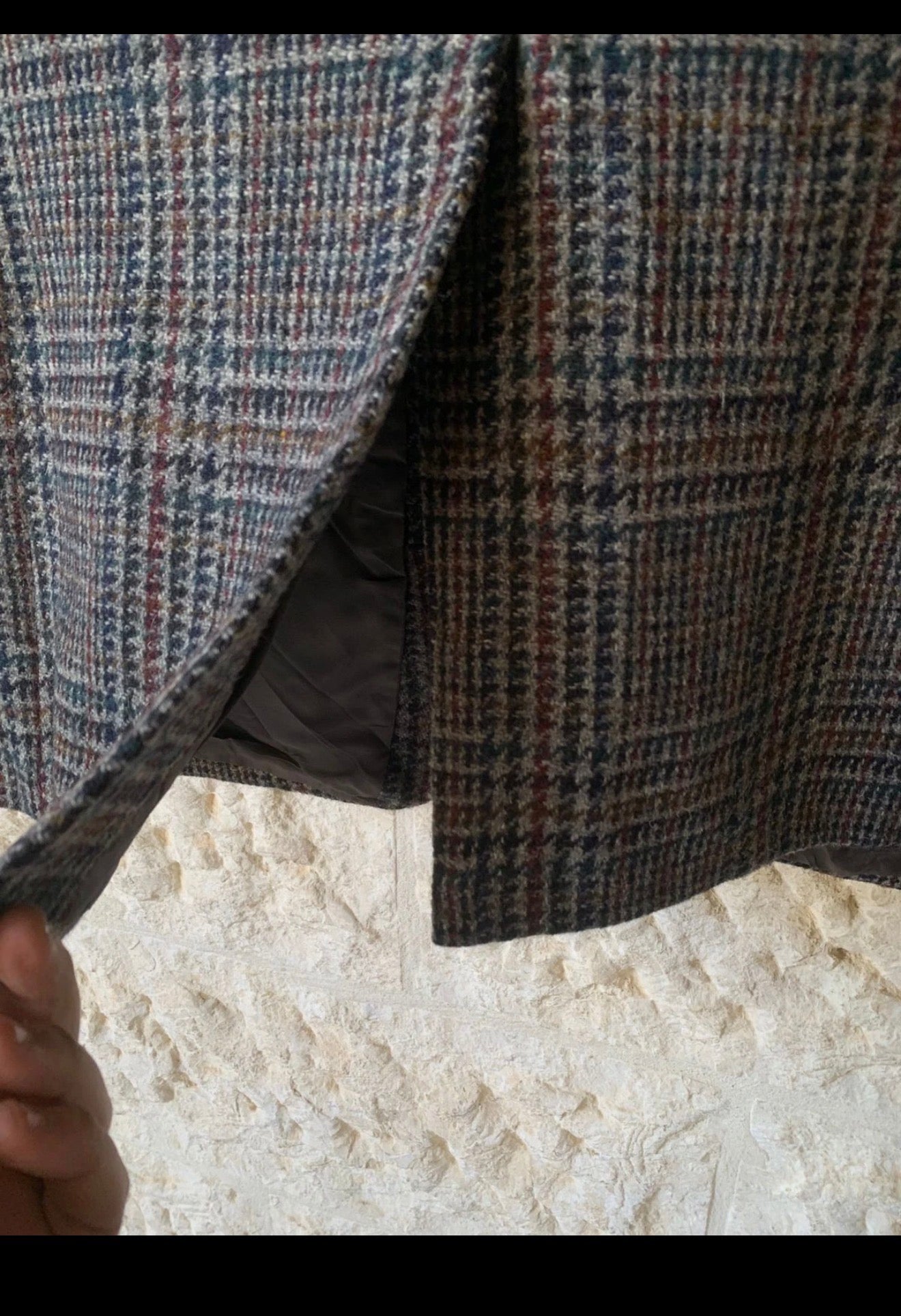 1970s vintage pure wool handwoven tweed classic glen check jacket blazer 40R