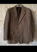 1970s Vintage houndstooth plaid pure wool handwoven tweed jacket blazer 38R