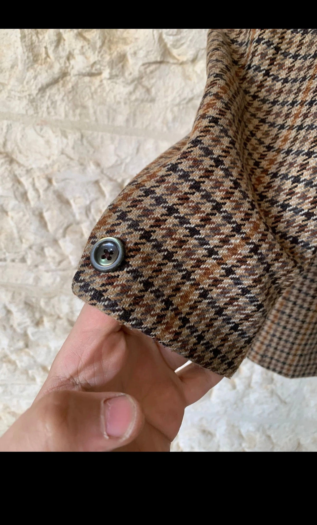 1970s Vintage houndstooth plaid pure wool handwoven tweed jacket blazer 38R