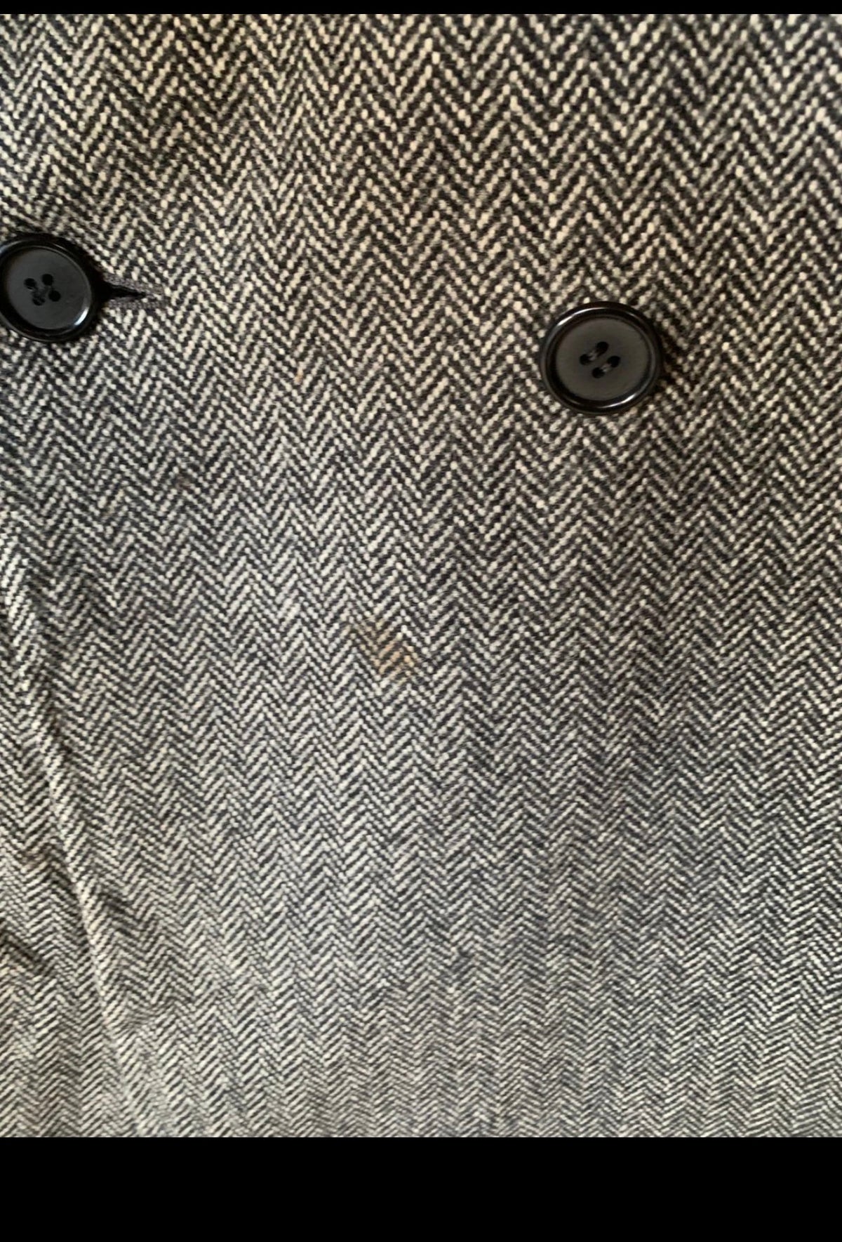 Vintage pure wool handwoven tweed gangster db herringbone over coat 44R 44L