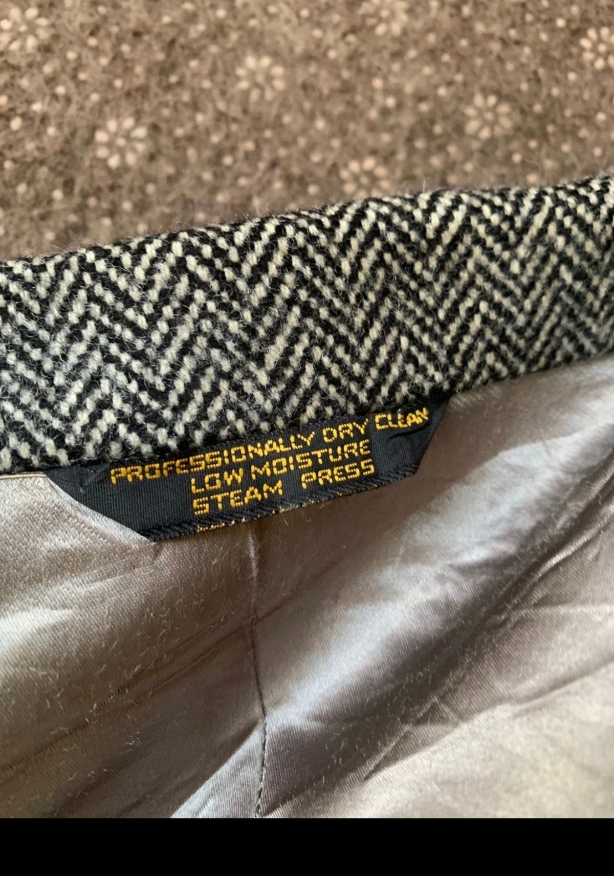 Vintage pure wool handwoven tweed gangster db herringbone over coat 44R 44L