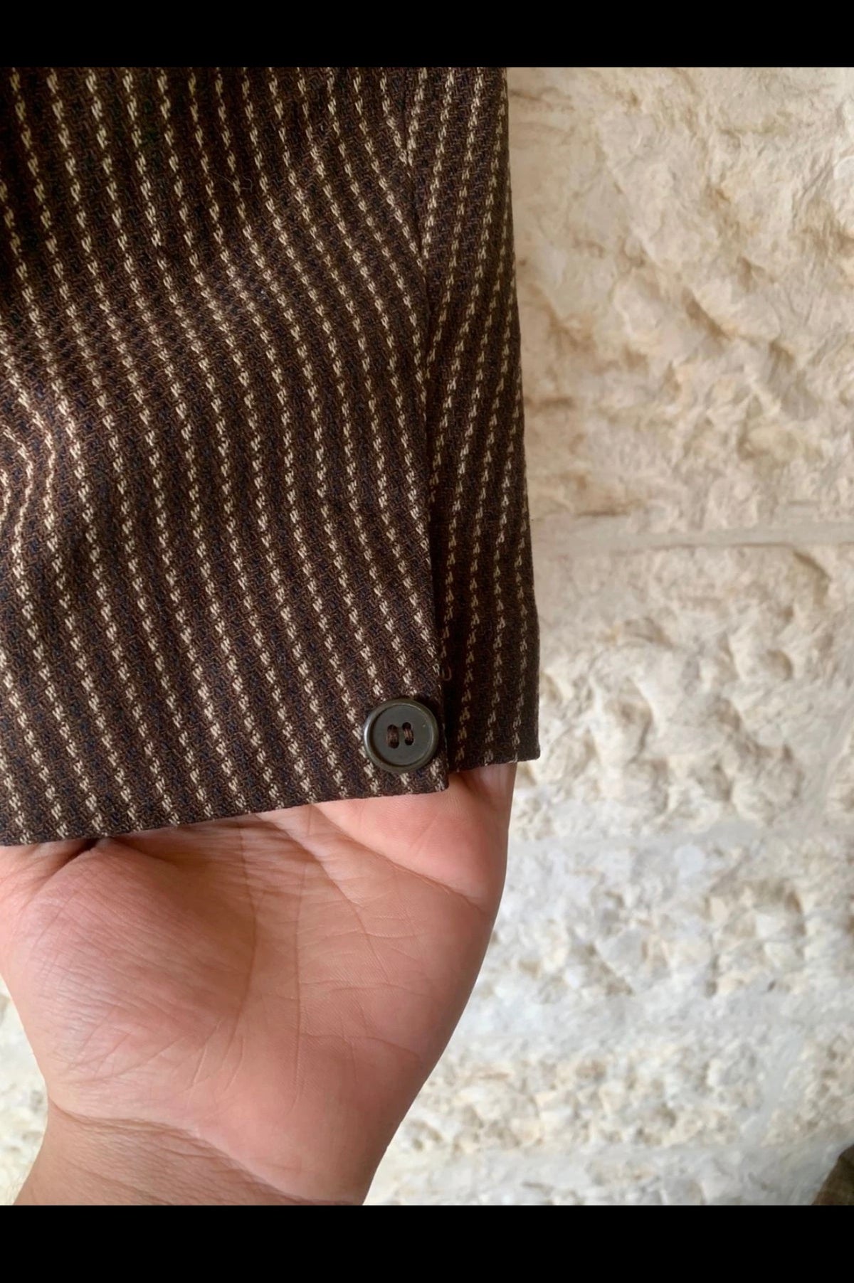 1970s vintage pure wool classic brown striped rockabilly disco blazer 42R
