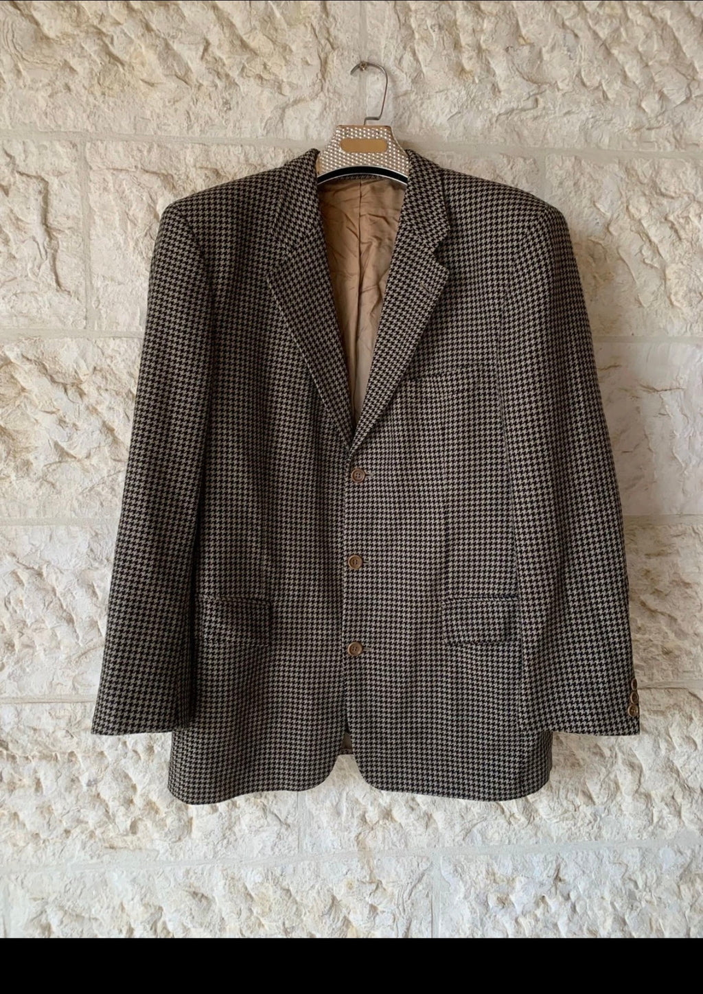 Vintage Hugo Boss Tataglia pure wool houndstooth classic jacket blazer 42R