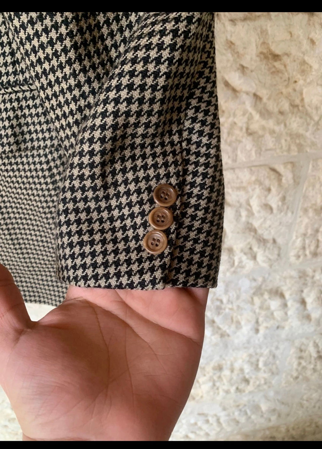 Vintage Hugo Boss Tataglia pure wool houndstooth classic jacket blazer 42R