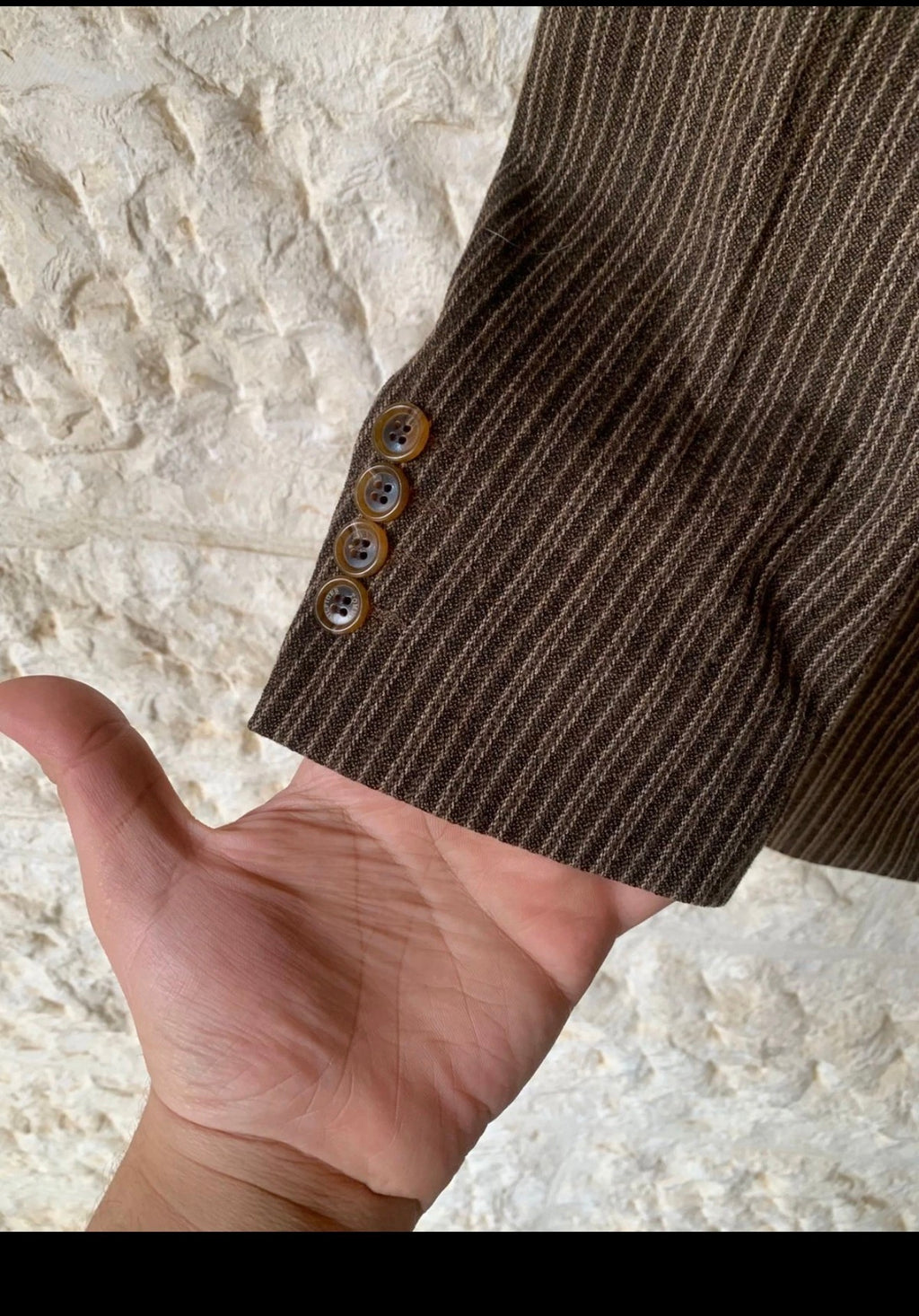 Vintage Tommy Hilfiger pure wool classic brown striped jacket blazer 42R 42L