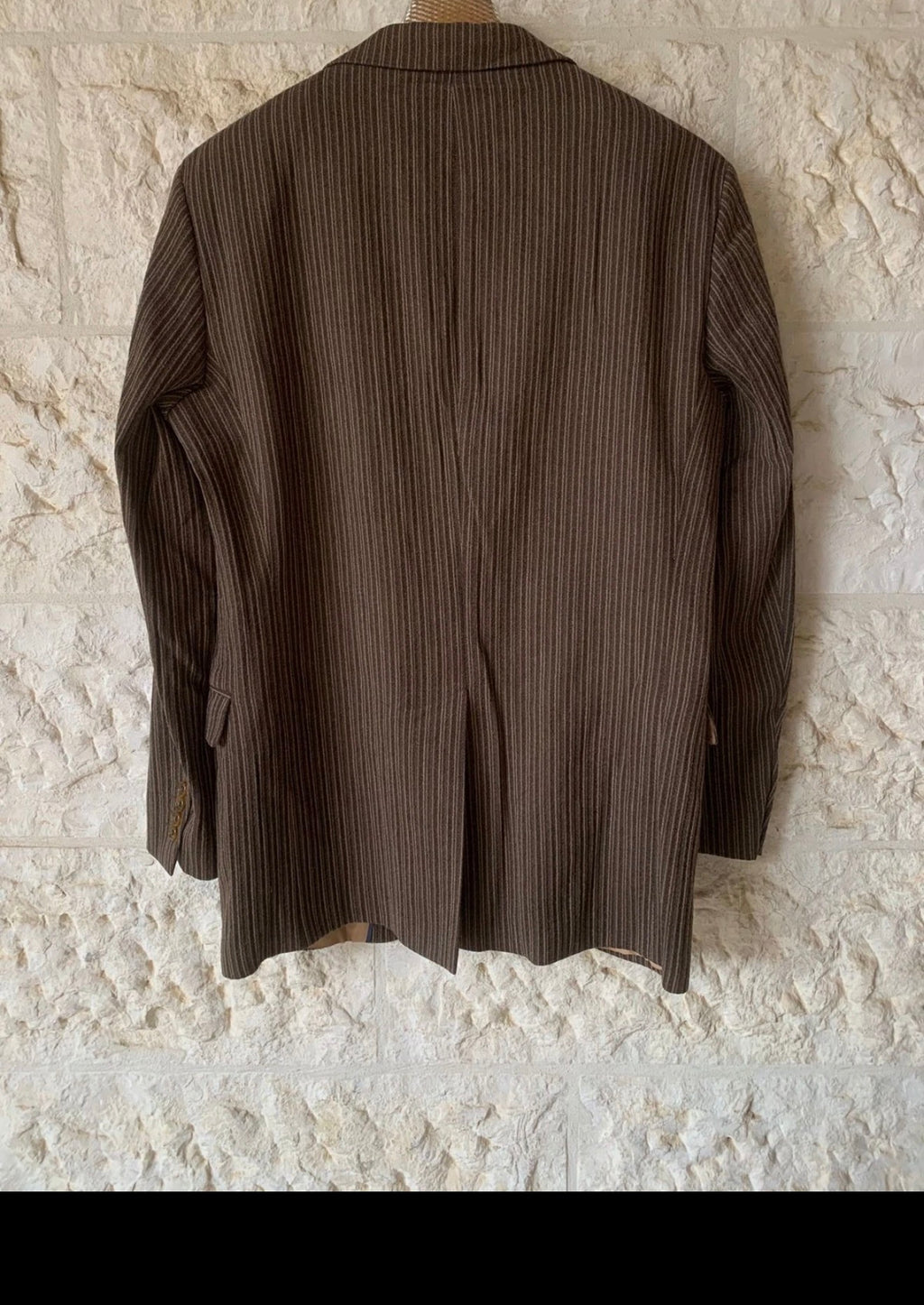 Vintage Tommy Hilfiger pure wool classic brown striped jacket blazer 42R 42L