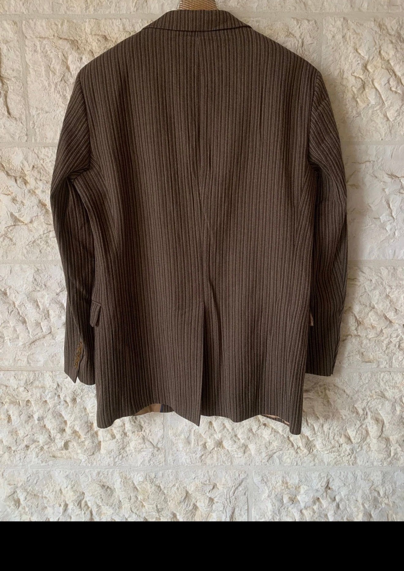 Vintage Tommy Hilfiger pure wool classic brown striped jacket blazer 42R 42L