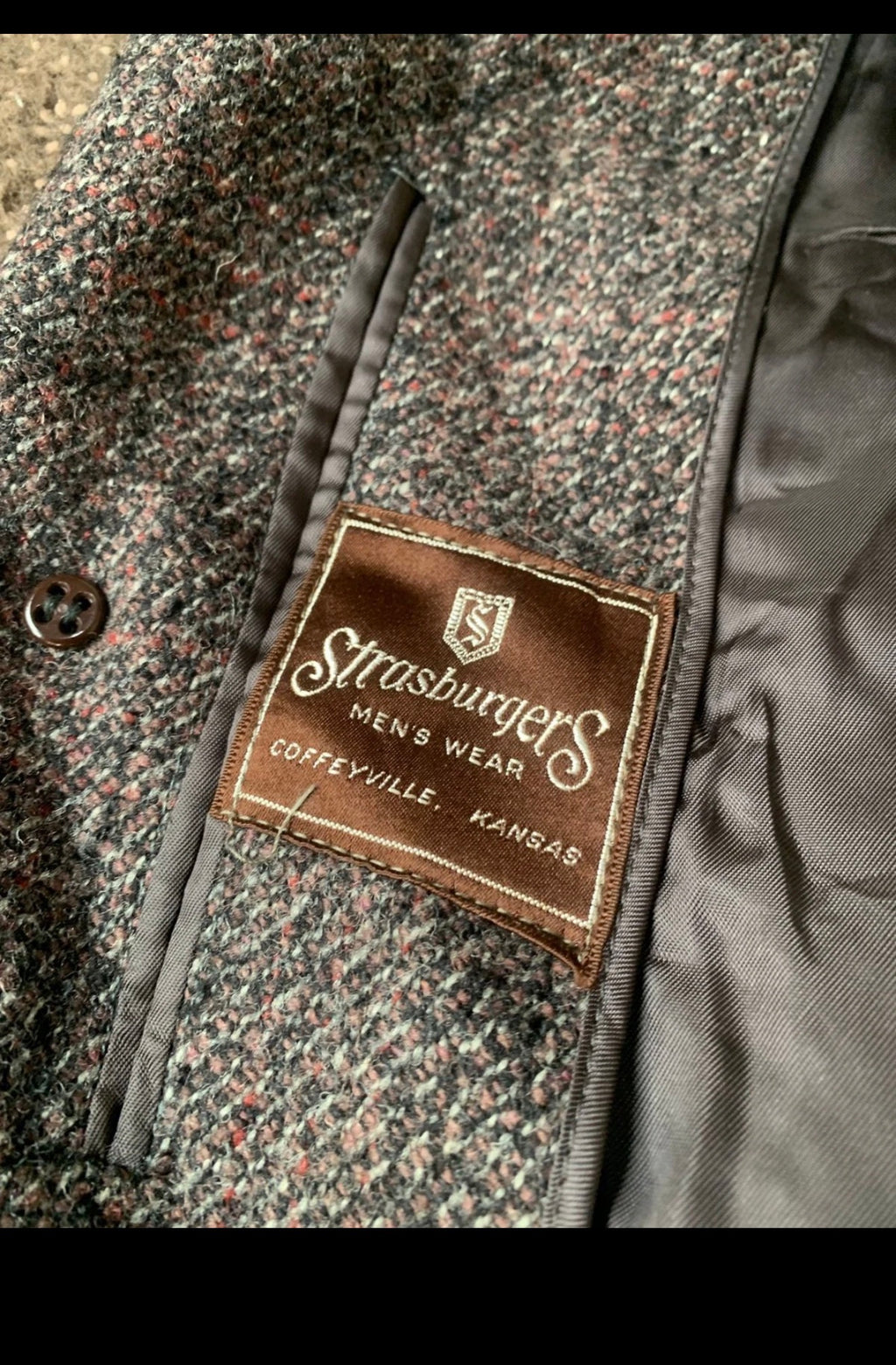 1950s Vintage pure wool handwoven tweed classic raglan Brown over coat 42R 42L