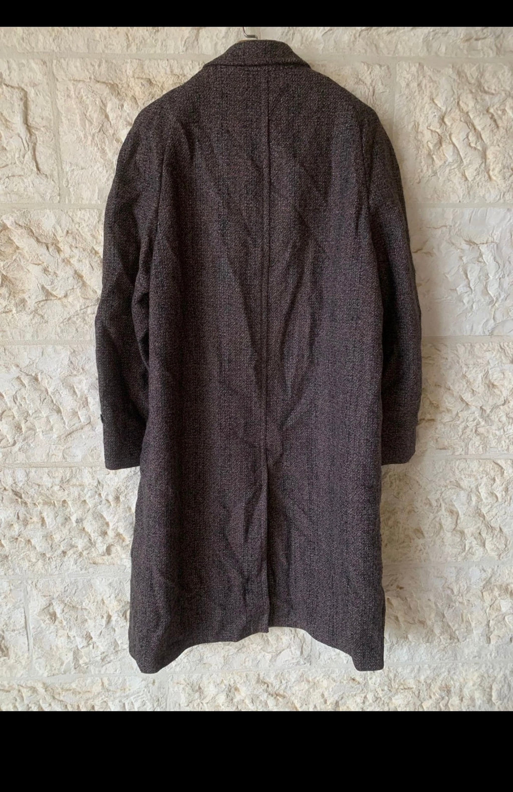 1950s Vintage pure wool handwoven tweed classic raglan Brown over coat 42R 42L