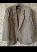 Vintage houndstooth pure wool handwoven tweed hunting jacket blazer 46R 46L XL