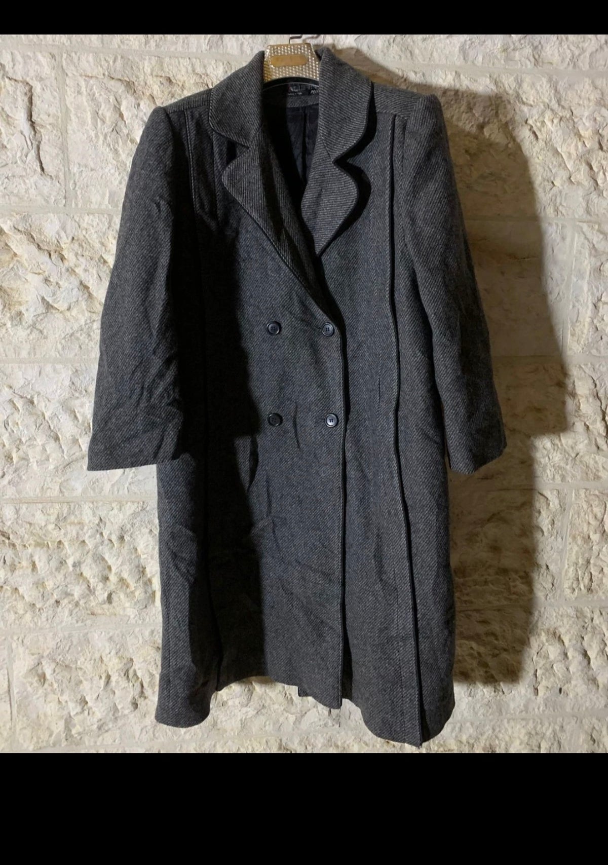 1970s Vintage pure wool tweed USA union made db charcoal over coat 42 12 L
