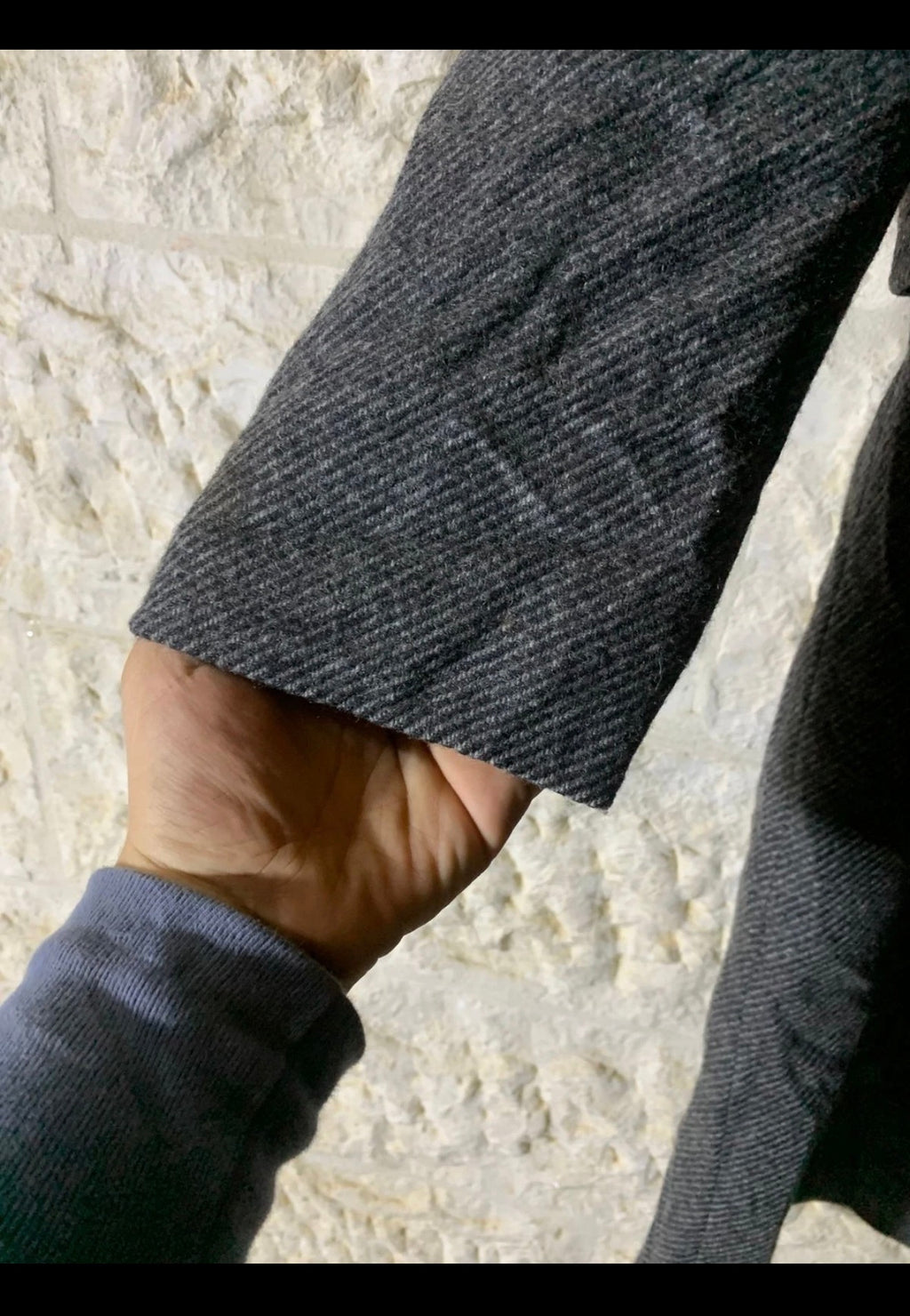 1970s Vintage pure wool tweed USA union made db charcoal over coat 42 12 L