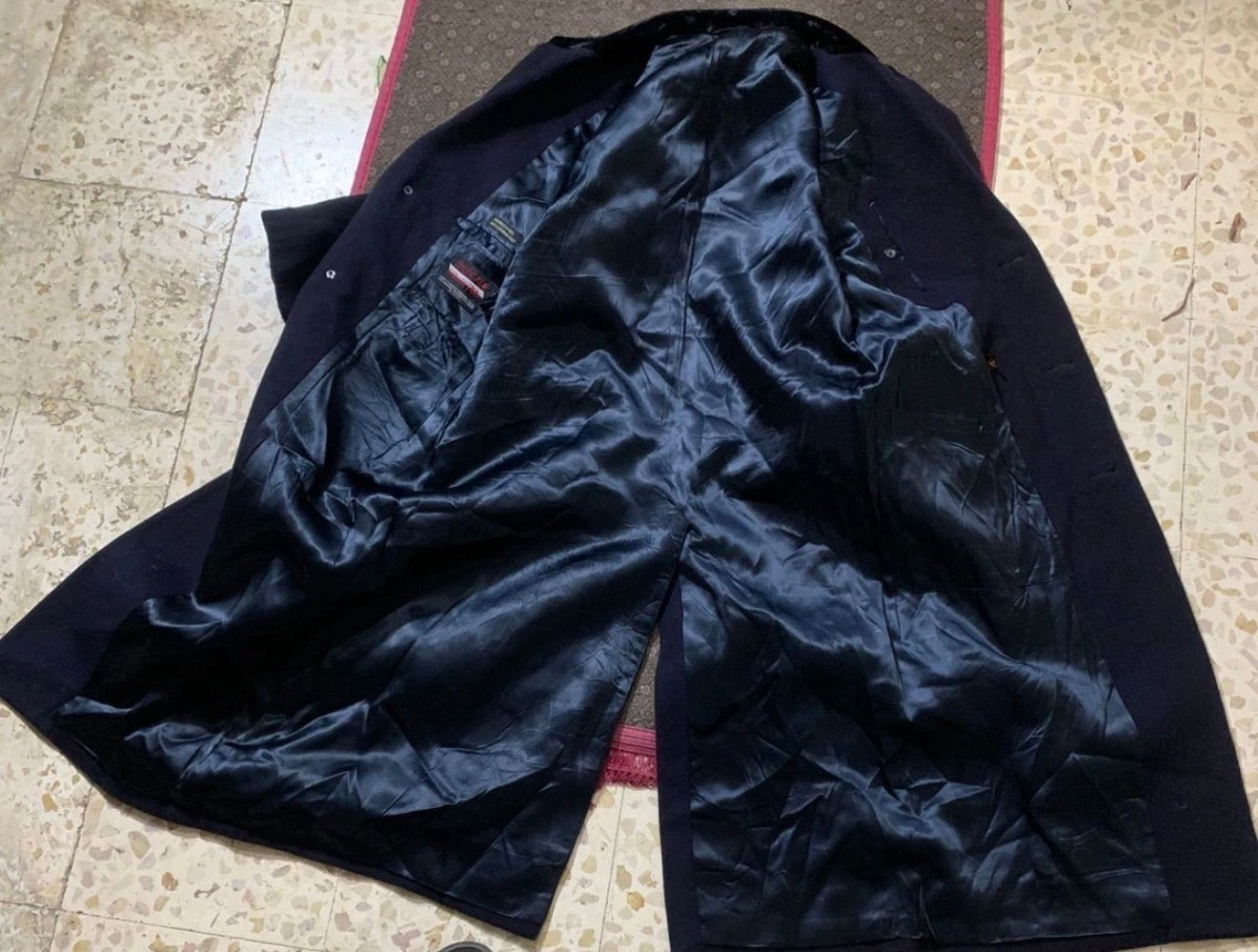 Vintage wool cashmere blend velvet collar classic navy over coat 44R 44L