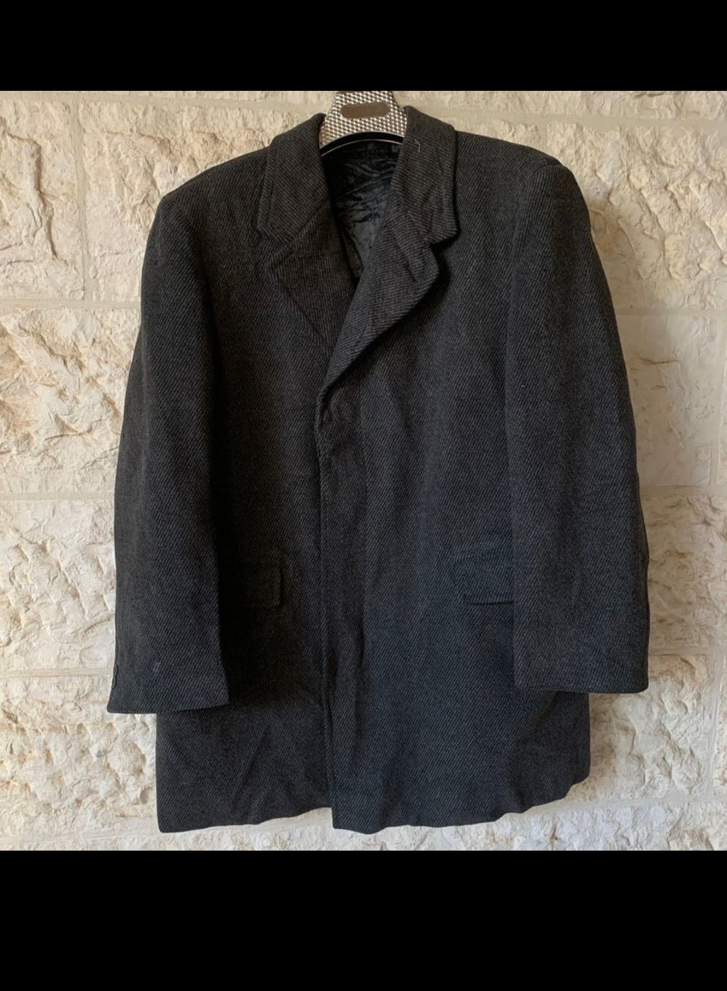 1950s Vintage heavyweight pure handwoven wool charcoal classic over coat 48R XL