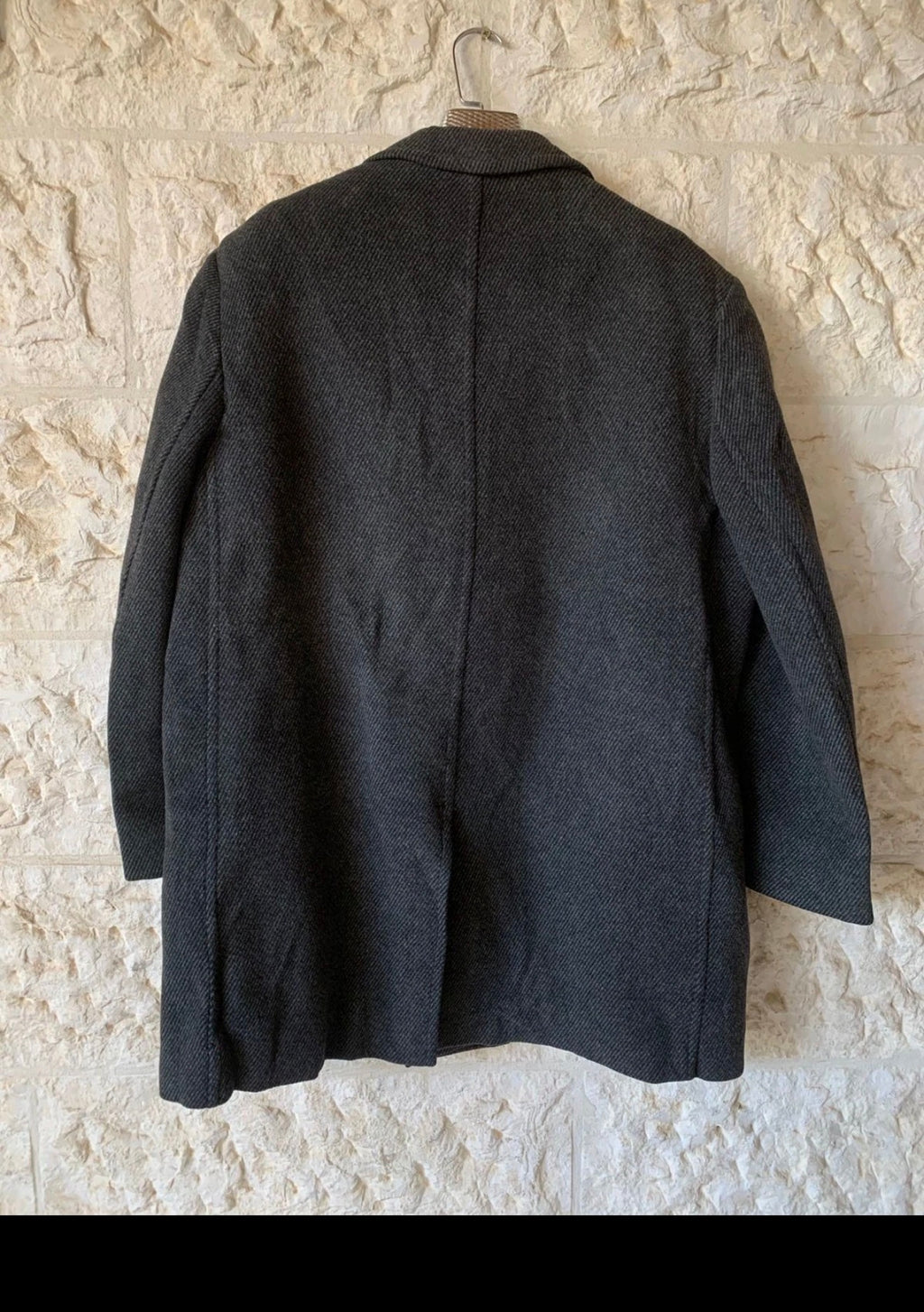 1950s Vintage heavyweight pure handwoven wool charcoal classic over coat 48R XL