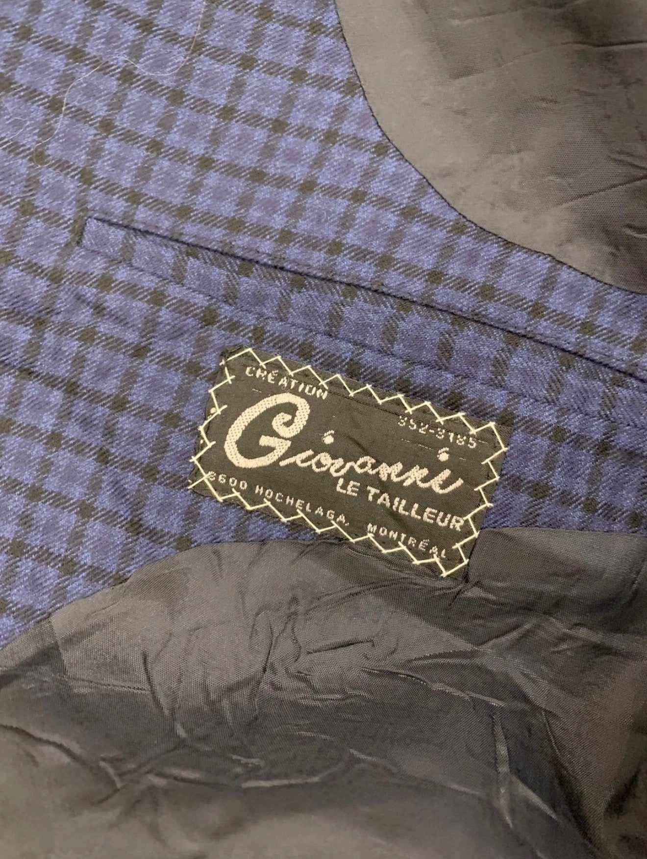 Vintage plaid pure wool super 120s classic blue hunting jacket blazer 42R 42L
