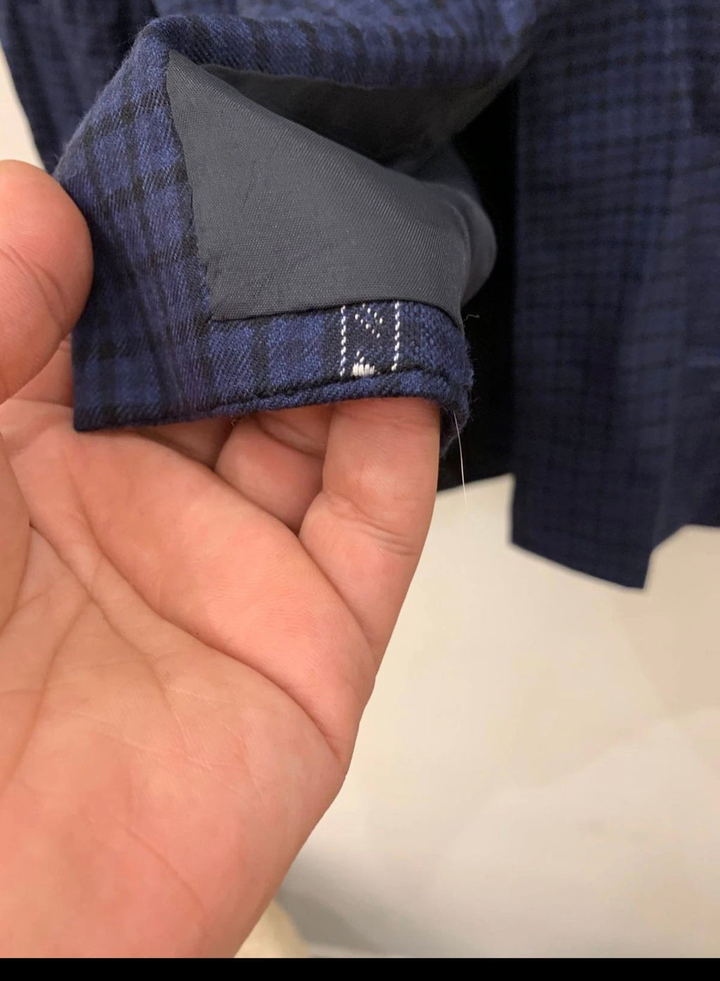 Vintage plaid pure wool super 120s classic blue hunting jacket blazer 42R 42L