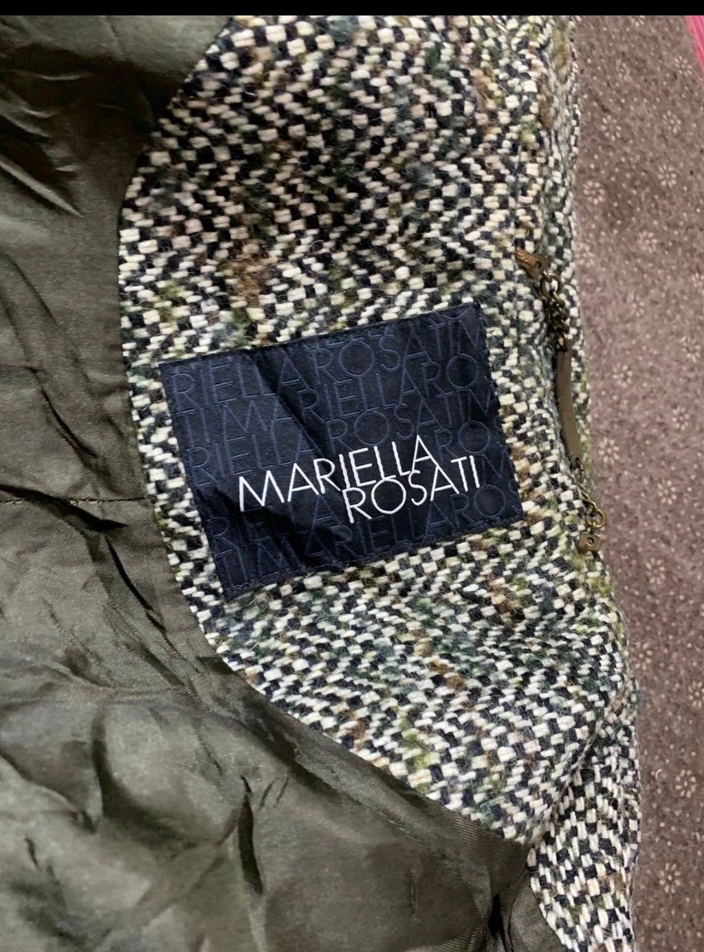 Classic vintage style wool blend tweed herringbone belted over coat 38 M 10