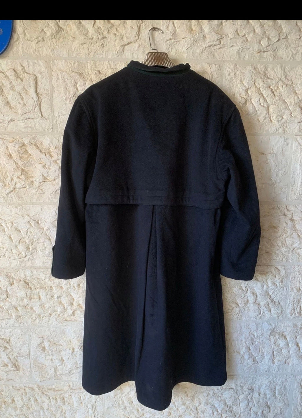 Vintage Loden wool cashmere blend classic navy over coat 50R 2XL