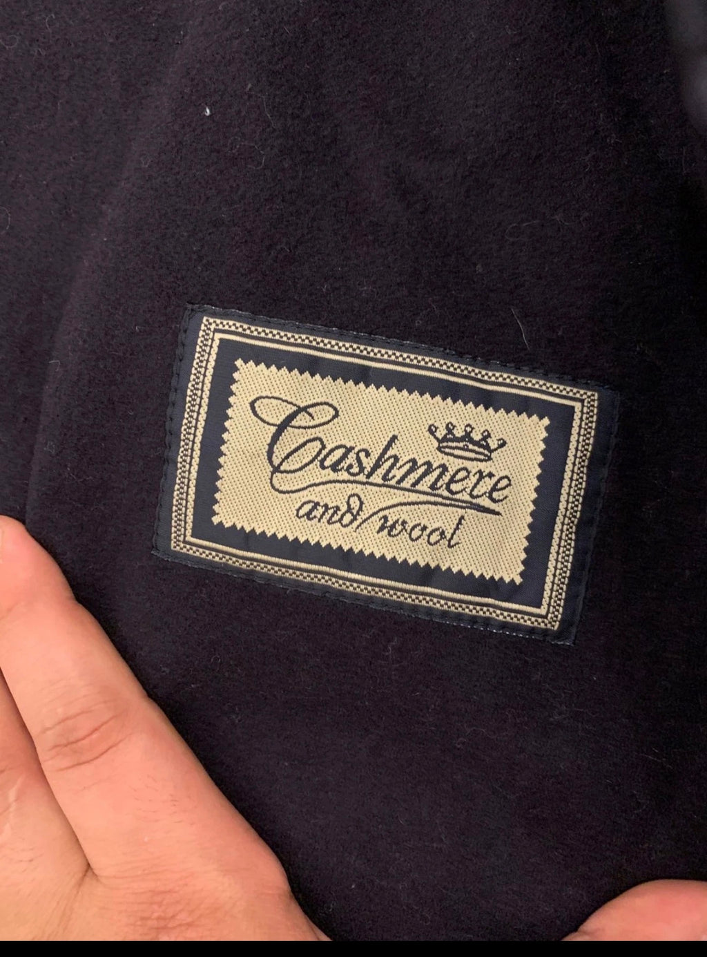 Vintage wool cashmere blend belted navy classic raglan over coat 42R